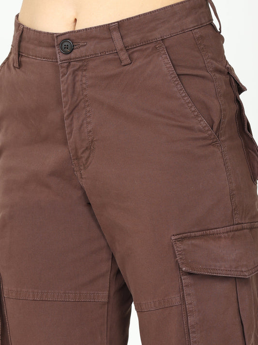 Vintage Brown Women Cargo Pants