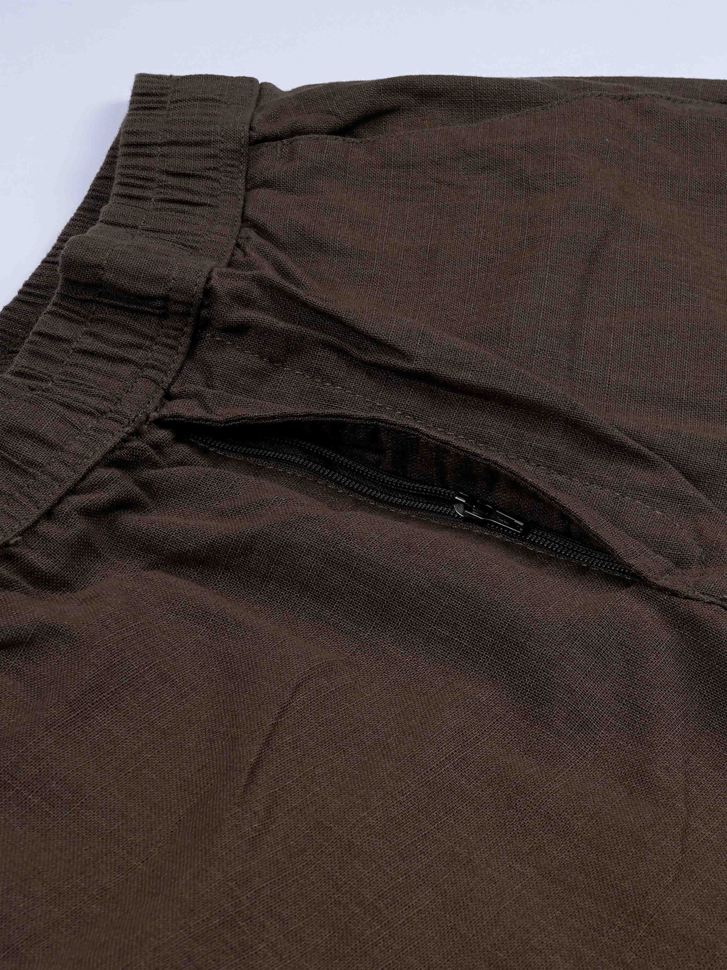 Raw Slub Relaxed Brown Flexiwaist Pants