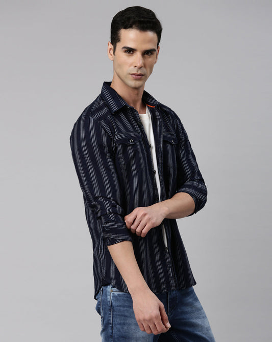 Men's Twill Indigo Striped Shirt
