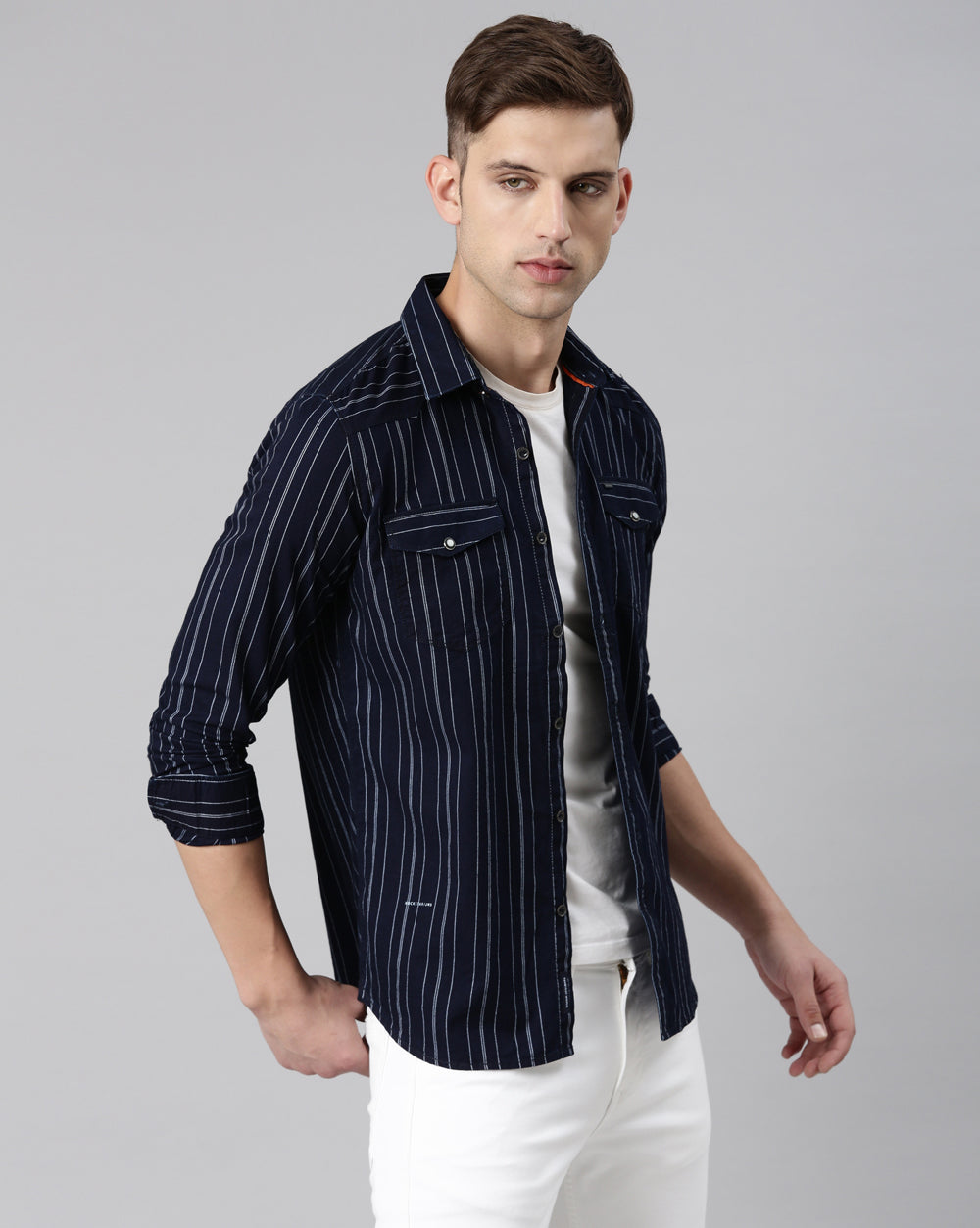 Indigo Striped Denim Shirt