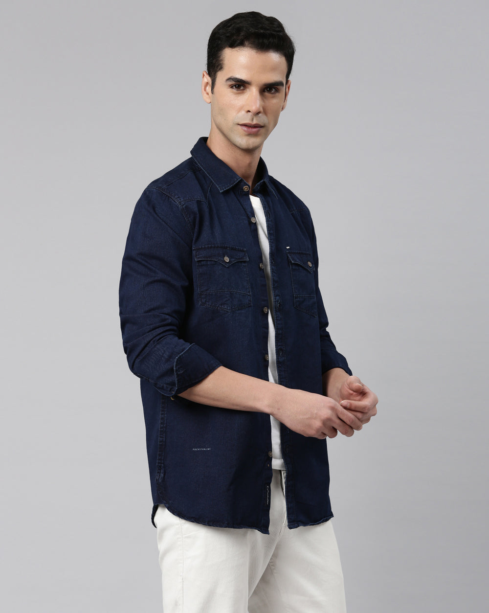 Indigo Solid Denim Shirt