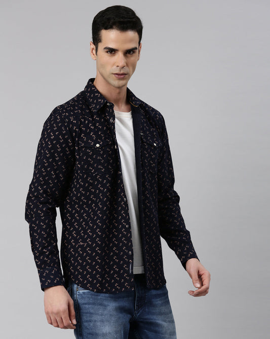 Men's Indigo Printed Shirt
