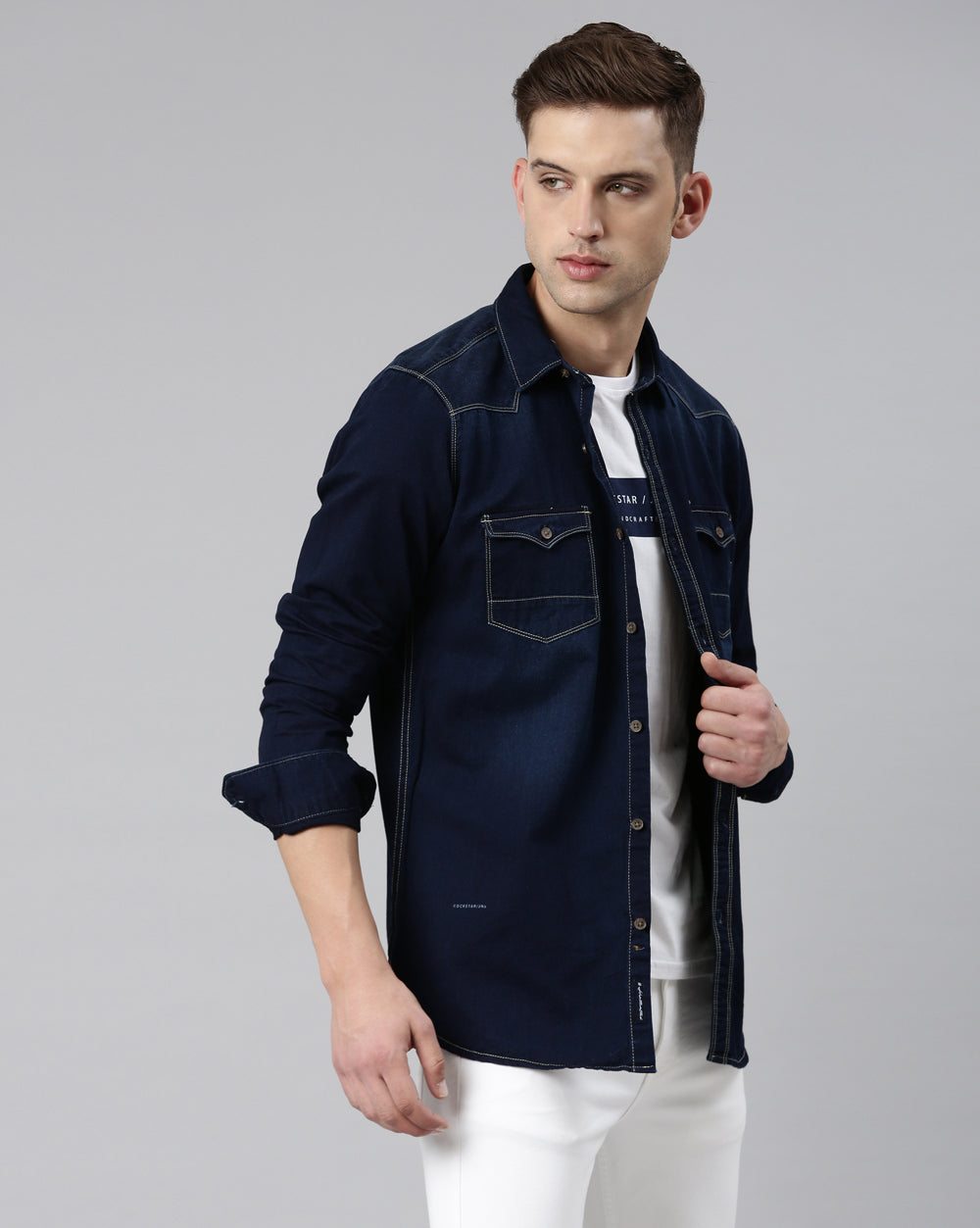 Men's Twill Indigo Denim Shirt