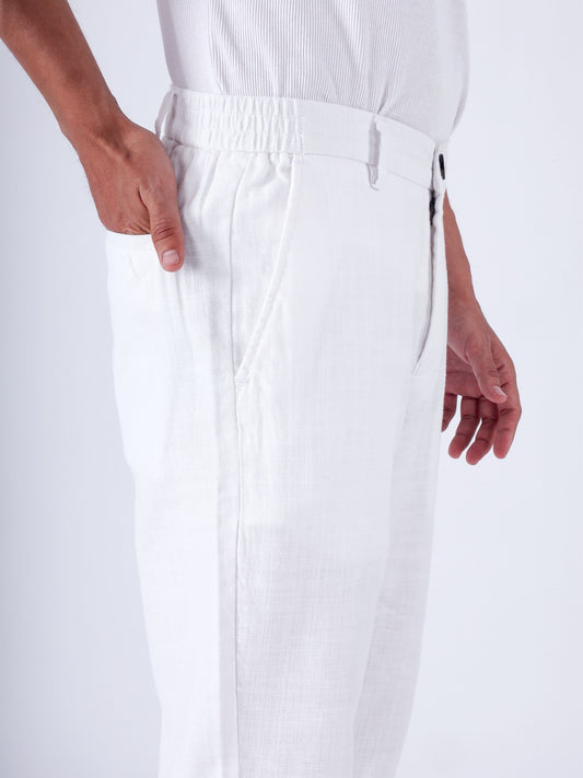 Premium Knitted Tailored Trousers In White