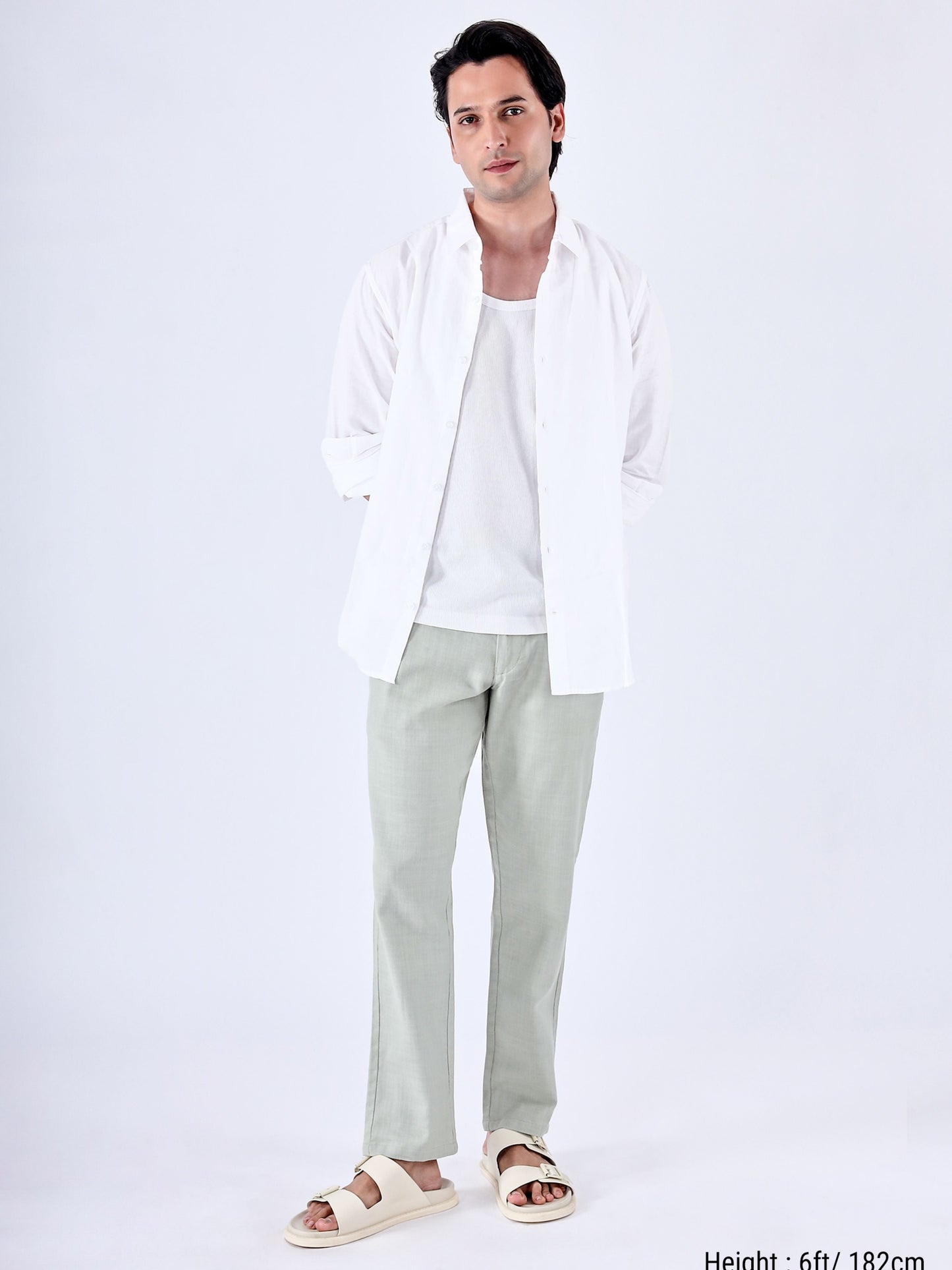 Premium Knitted Tailored Trousers In Green