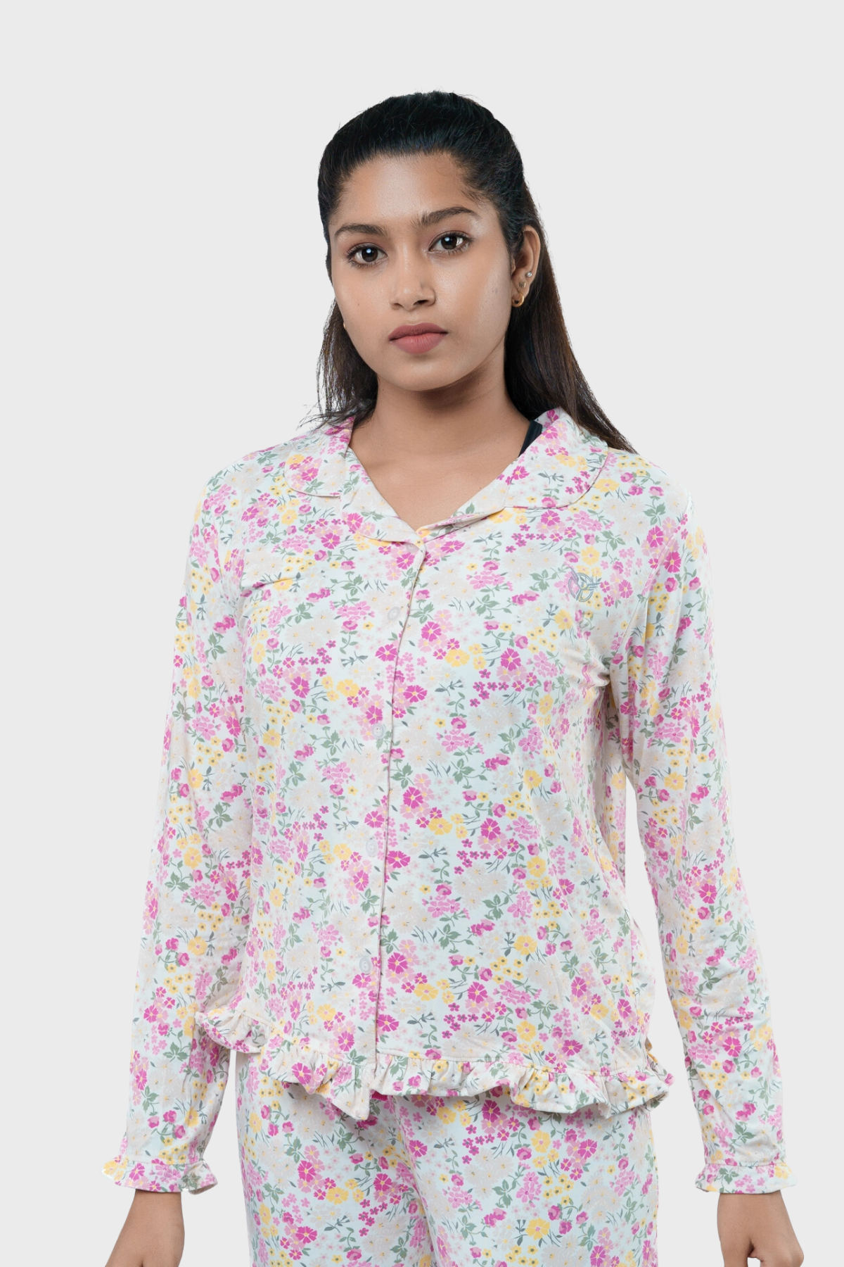 Snowlux :yummy Pj Set-full Open Top-full Length Pants-frilled Hem