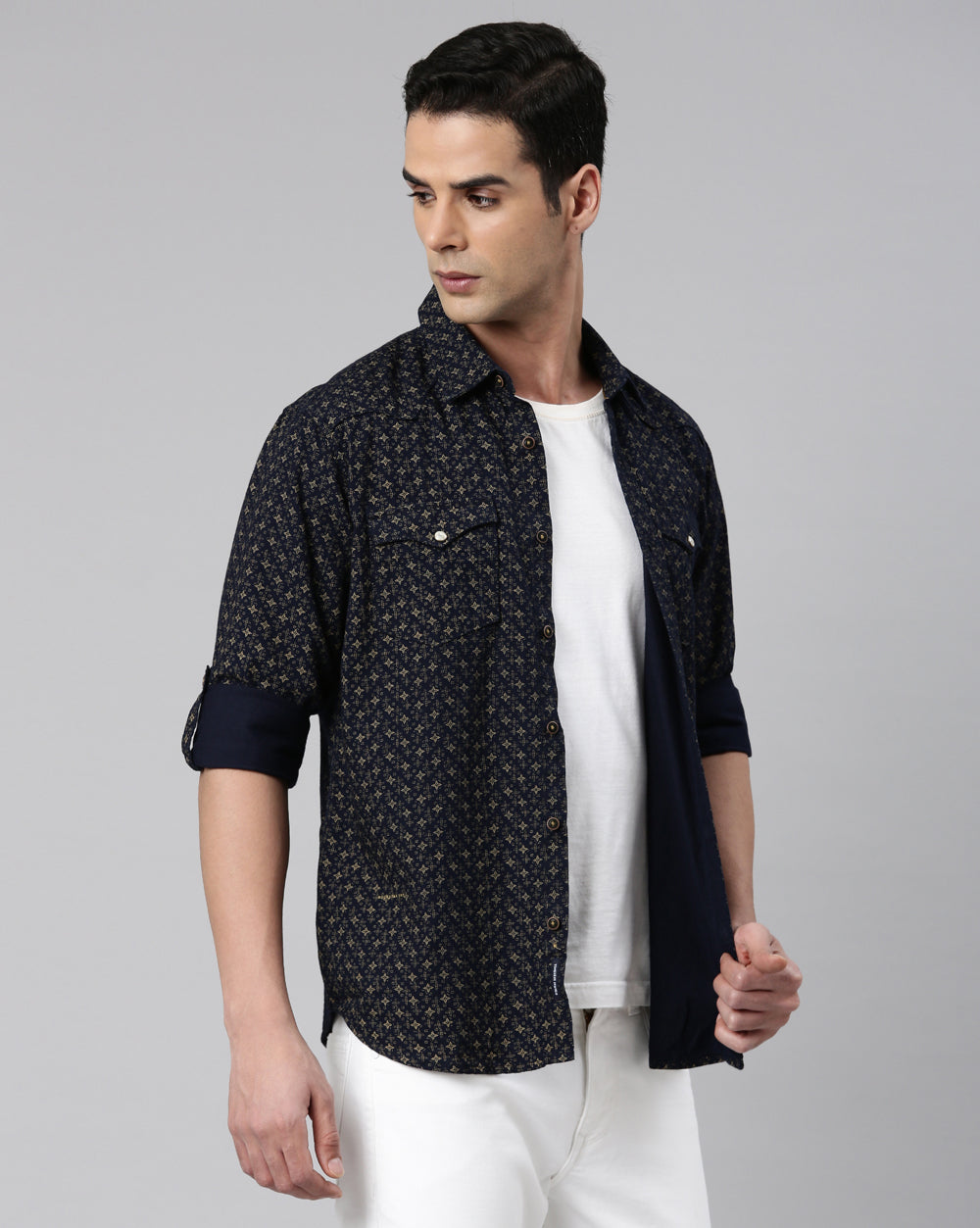 Indigo Slim Fit Printed Shirt