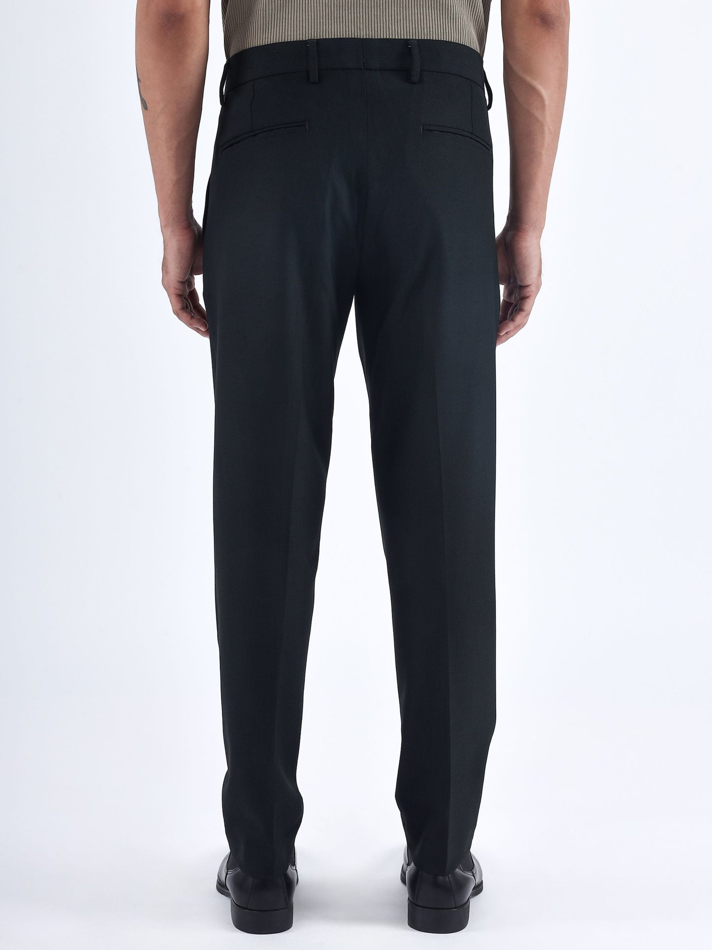 Stretch Easy Striped Formal Pants In Green