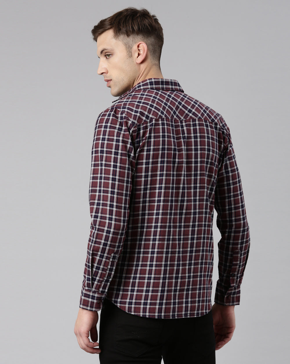 Swing Maroon Indigo Checkered Shirt