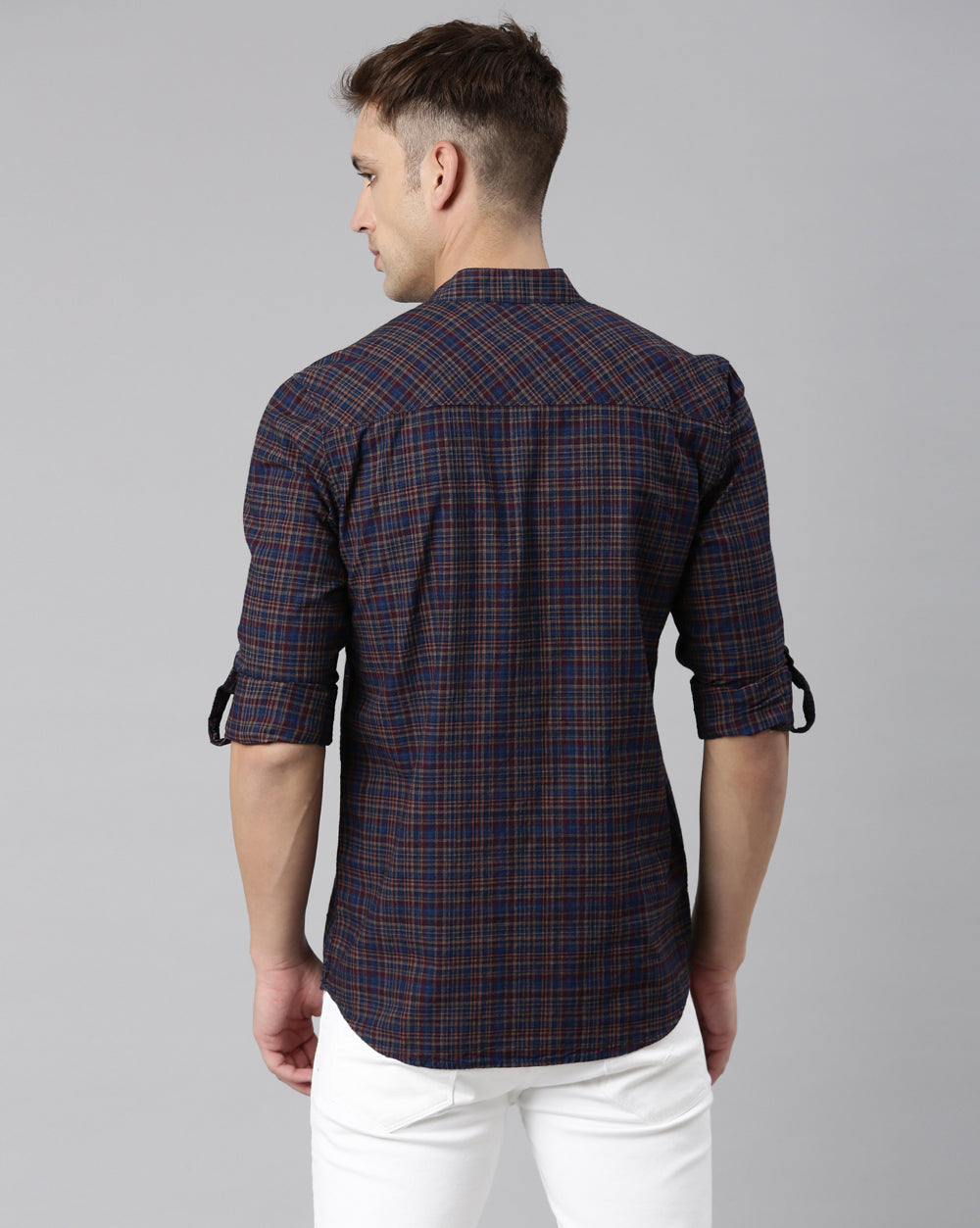 Checkered Indigo Maroon Kurta