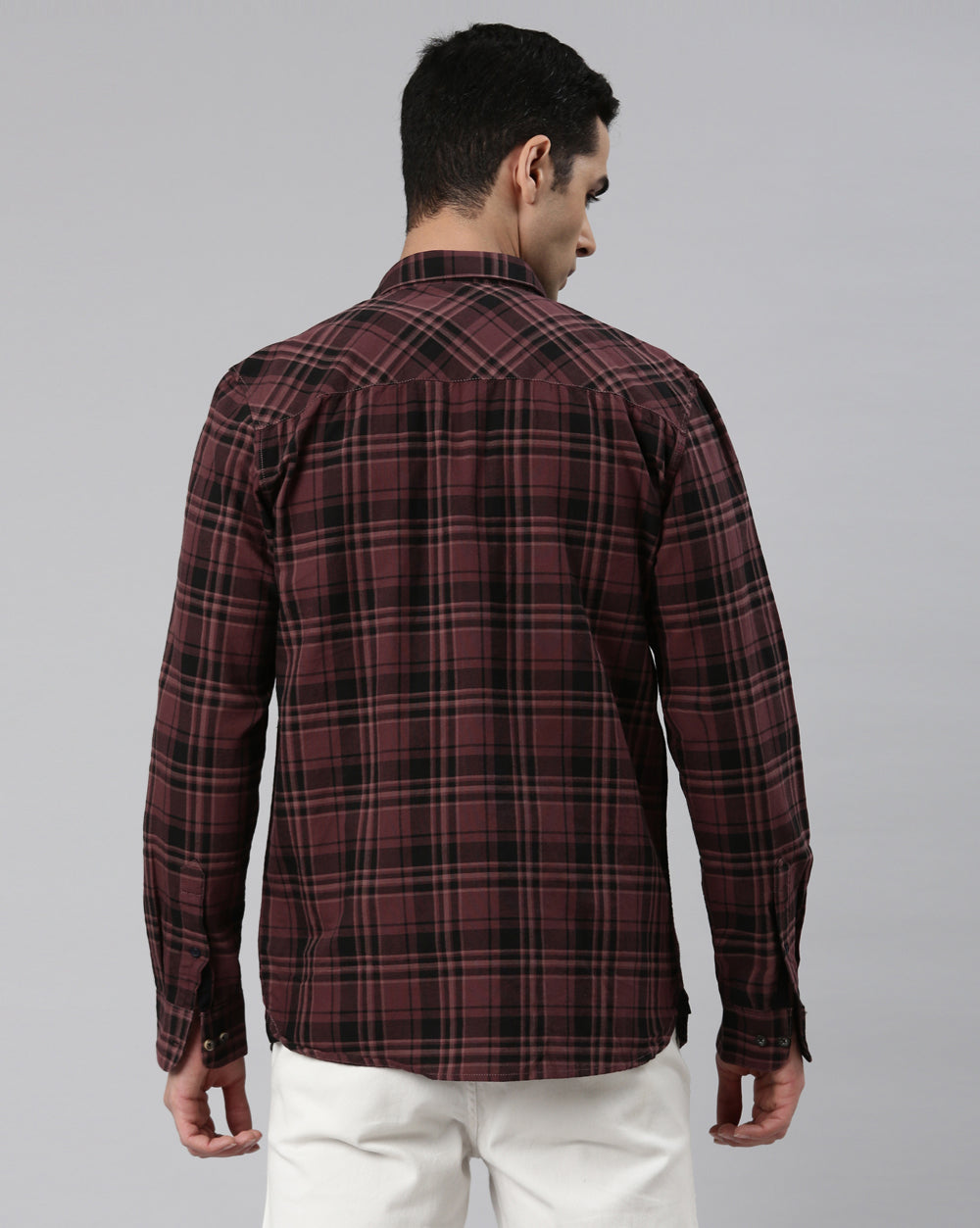 Swing Grey Windowpane Checkered Shirt