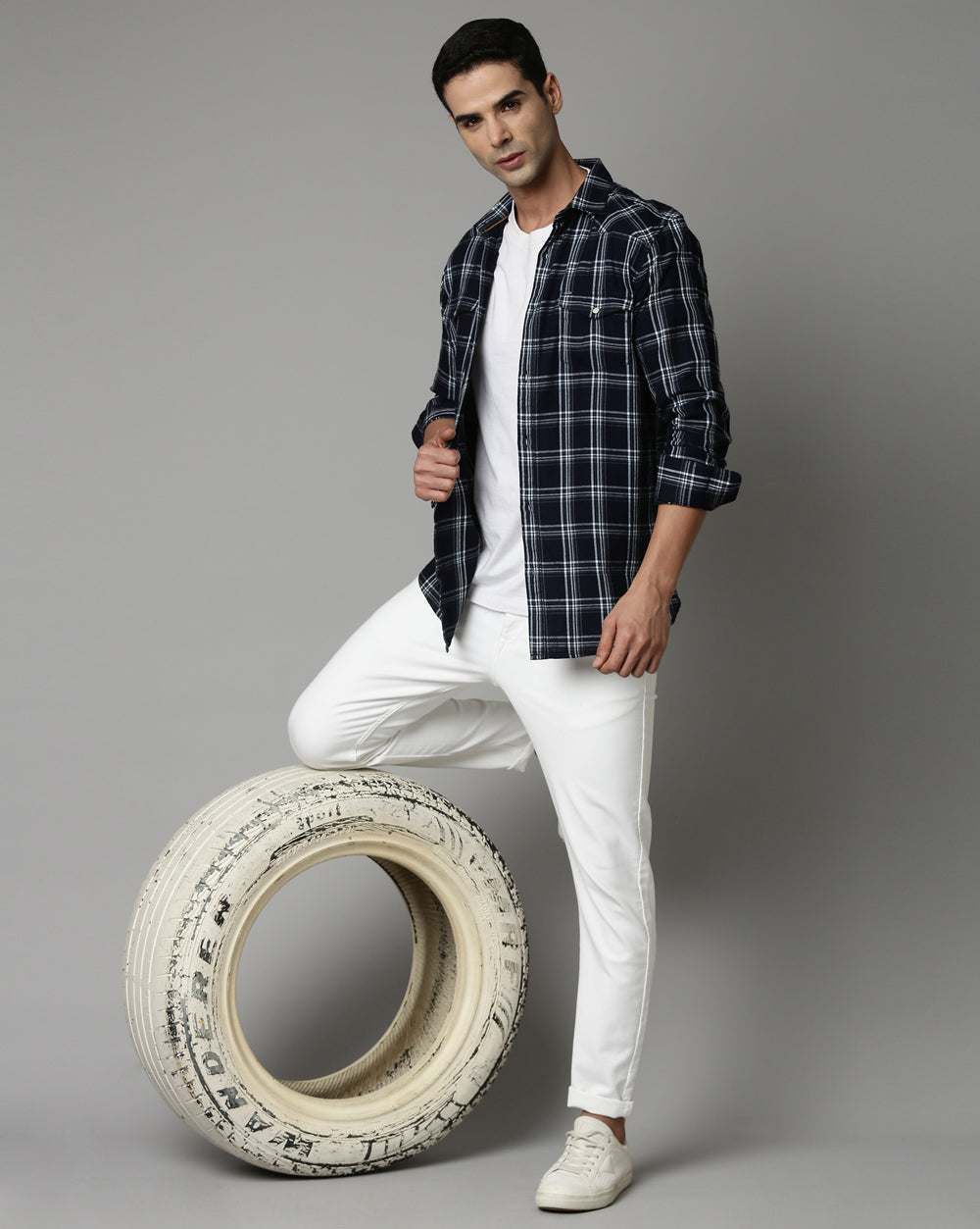 Swing Dark Blue Checkered Shirt