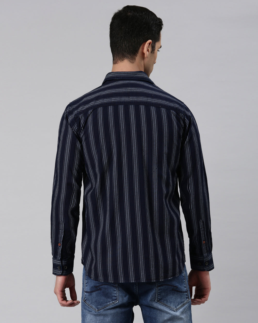 Men's Twill Indigo Striped Shirt