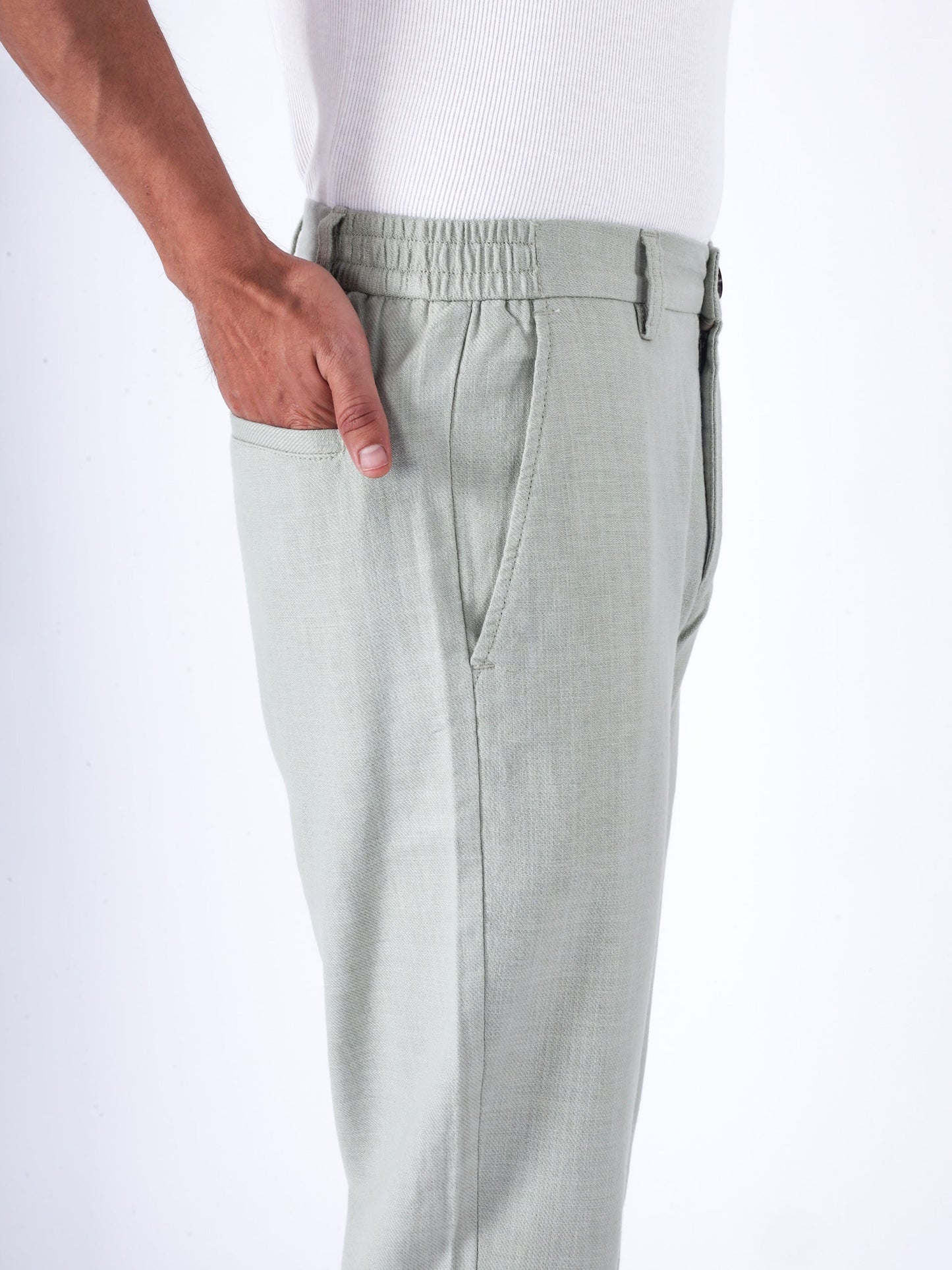 Premium Knitted Tailored Trousers In Green