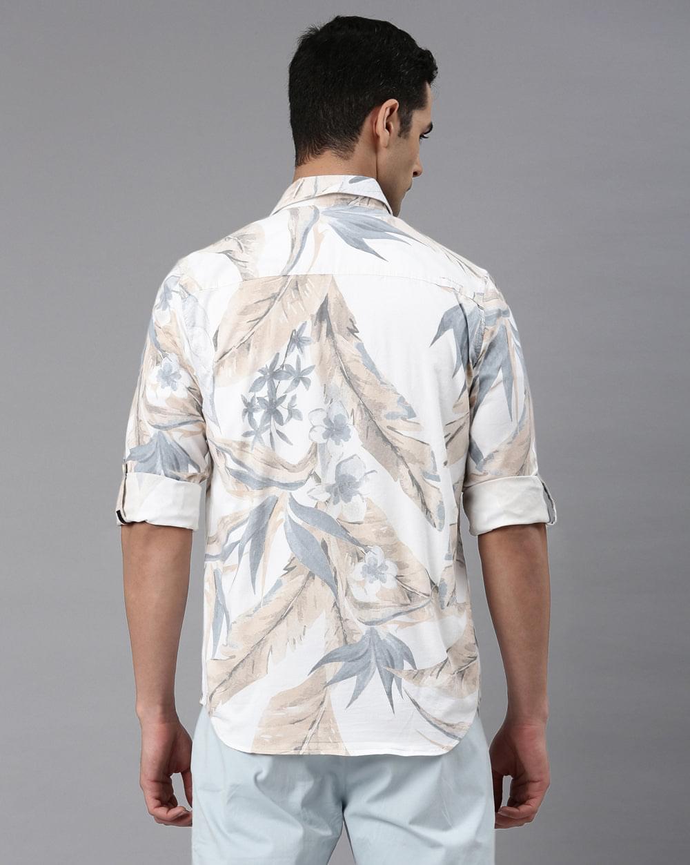 Blue & Beige Printed Shirt