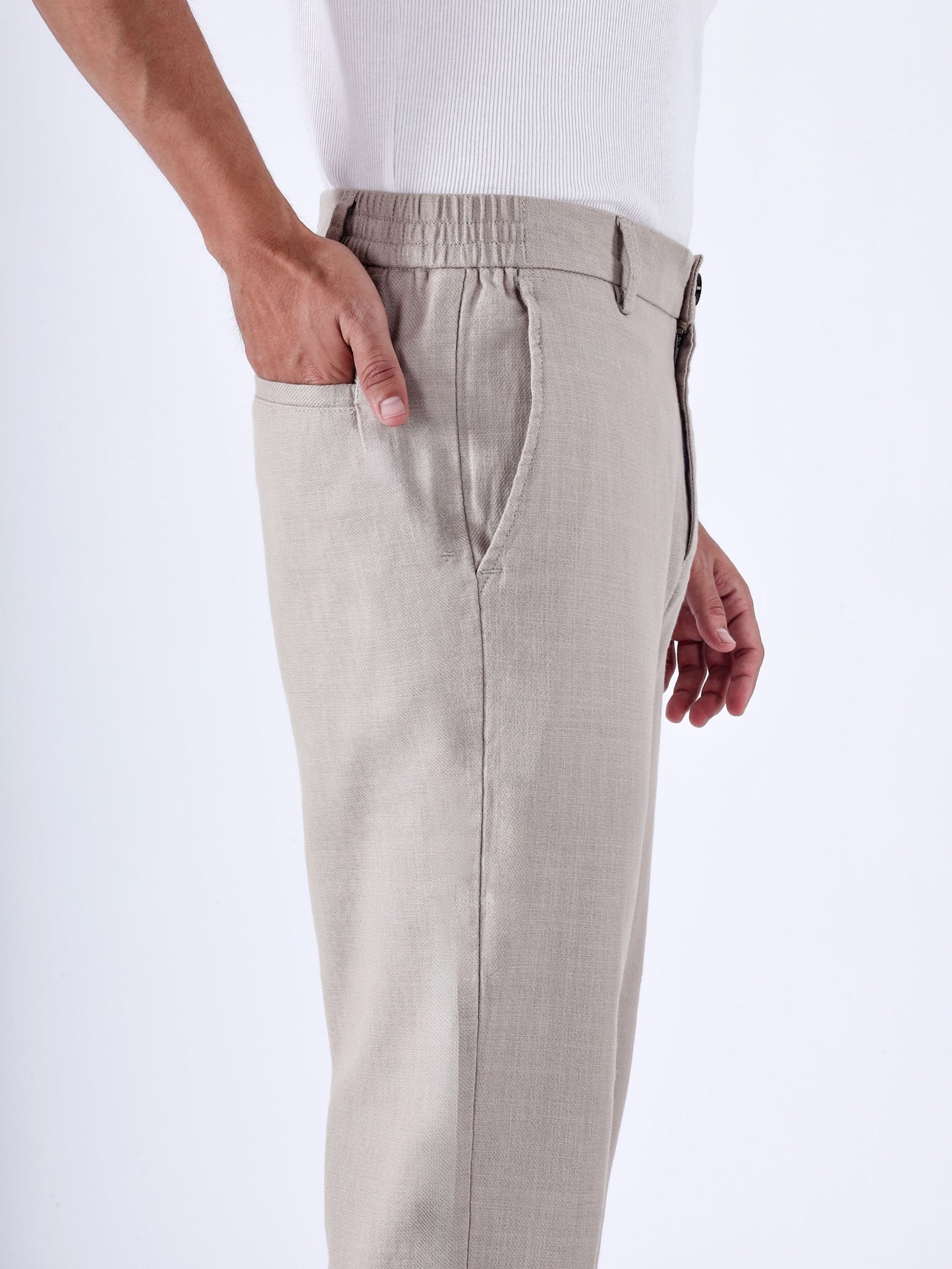 Premium Knitted Tailored Trousers In Cream