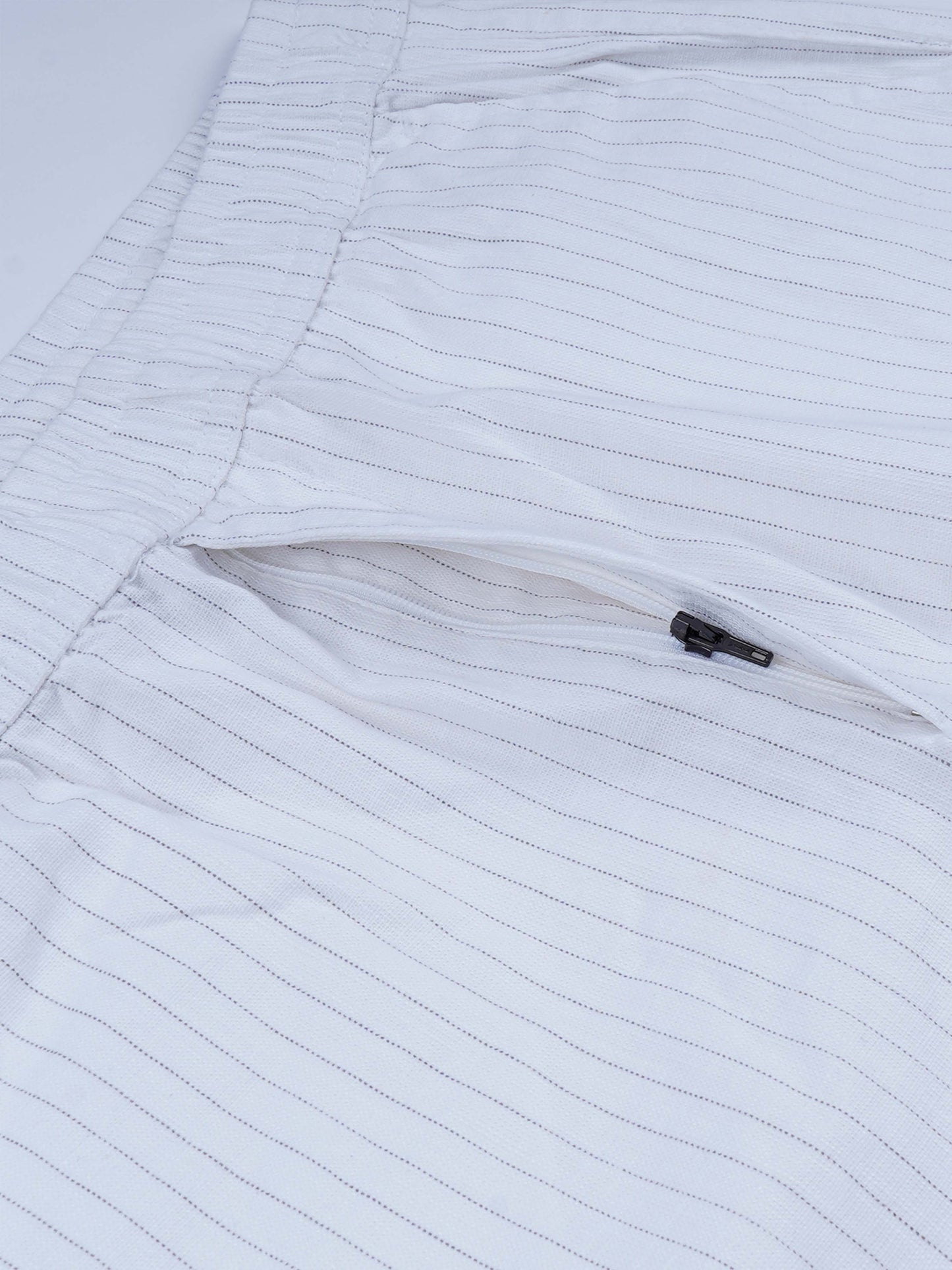 Relaxed Striped White Cotton Pants