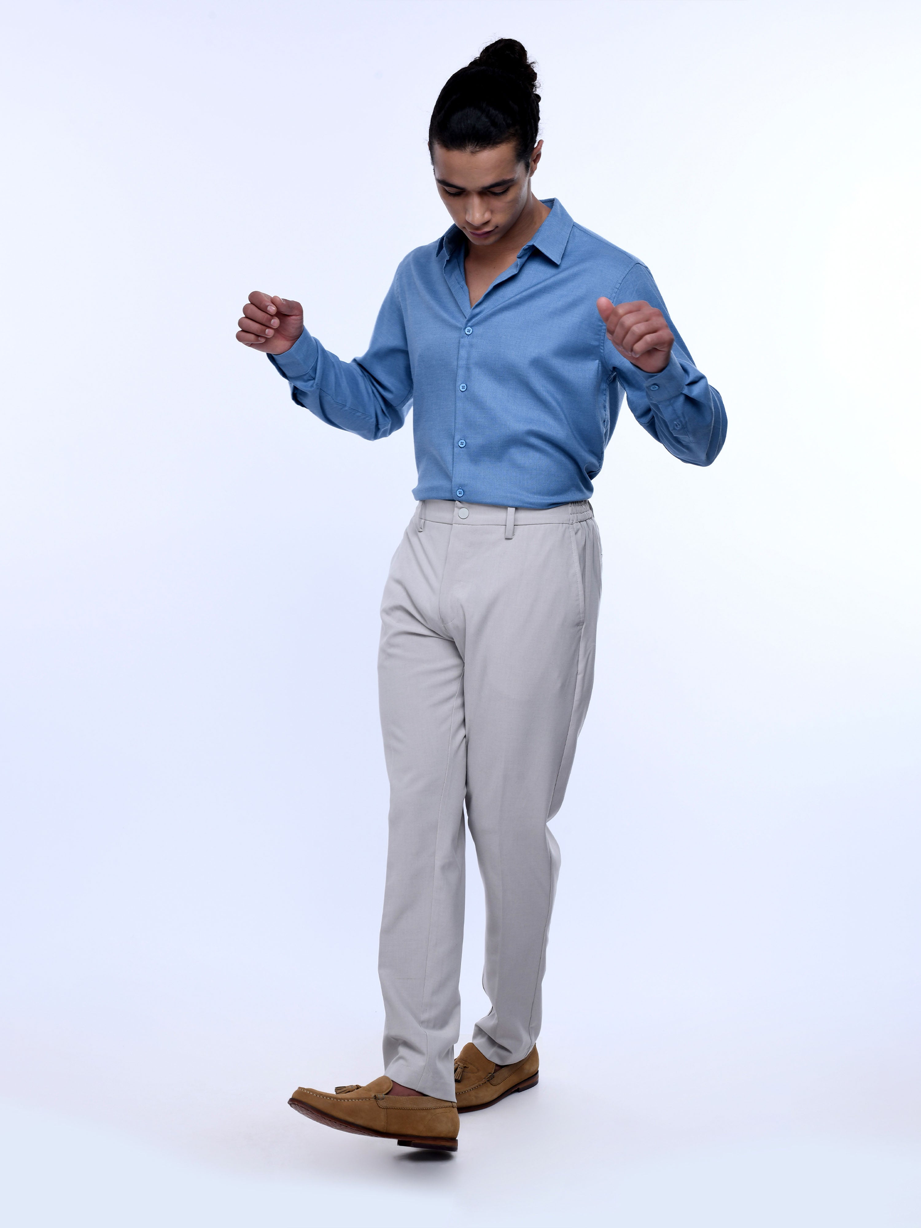 Soft Handle Tailored Cream Trousers