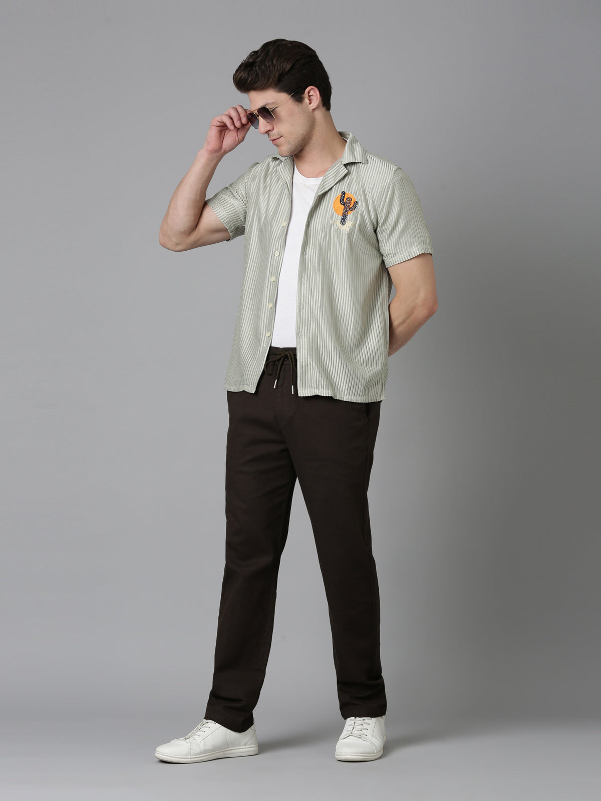Men E Stripes Shirt - Fern