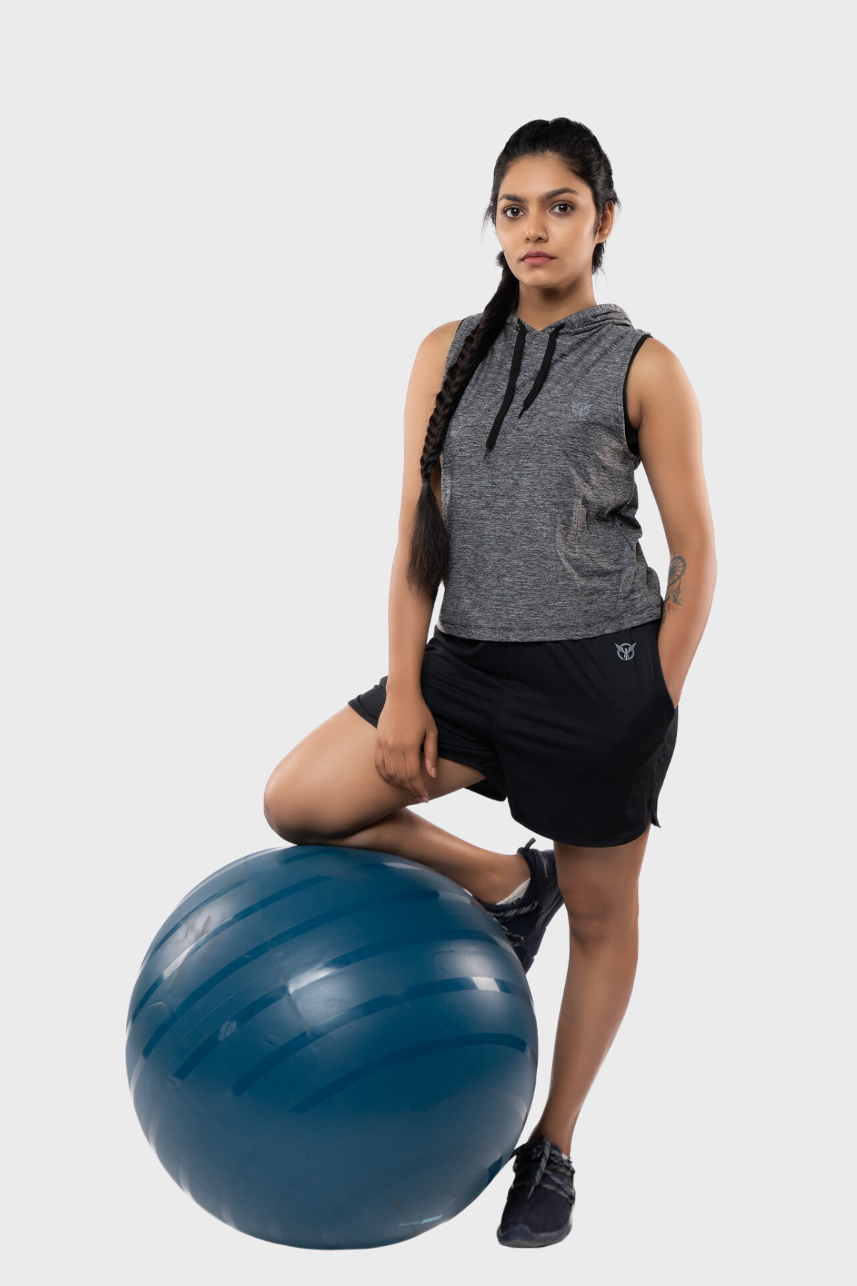 Womens Active Layered  Shorts- Crow Raven