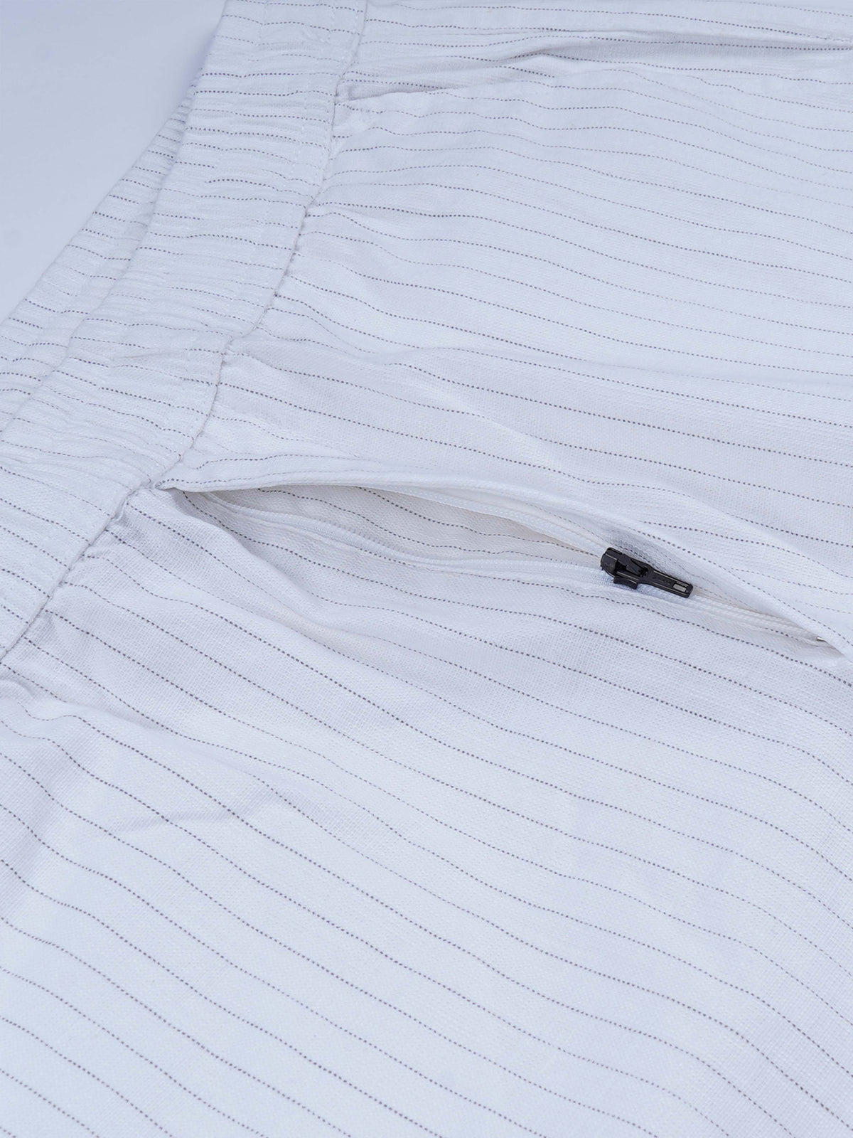 Relaxed Striped White Cotton Pants