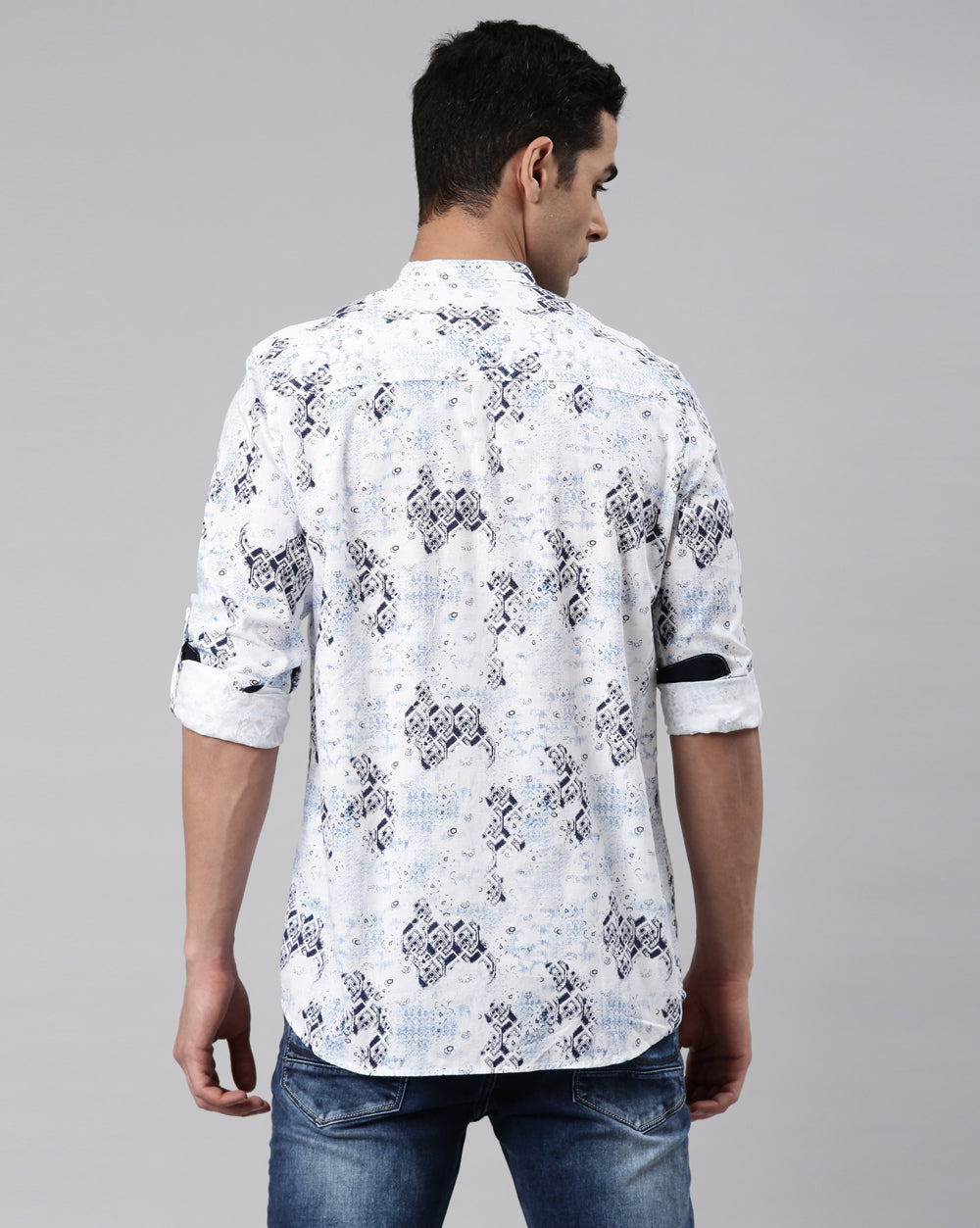 Abstract Print Kurta White