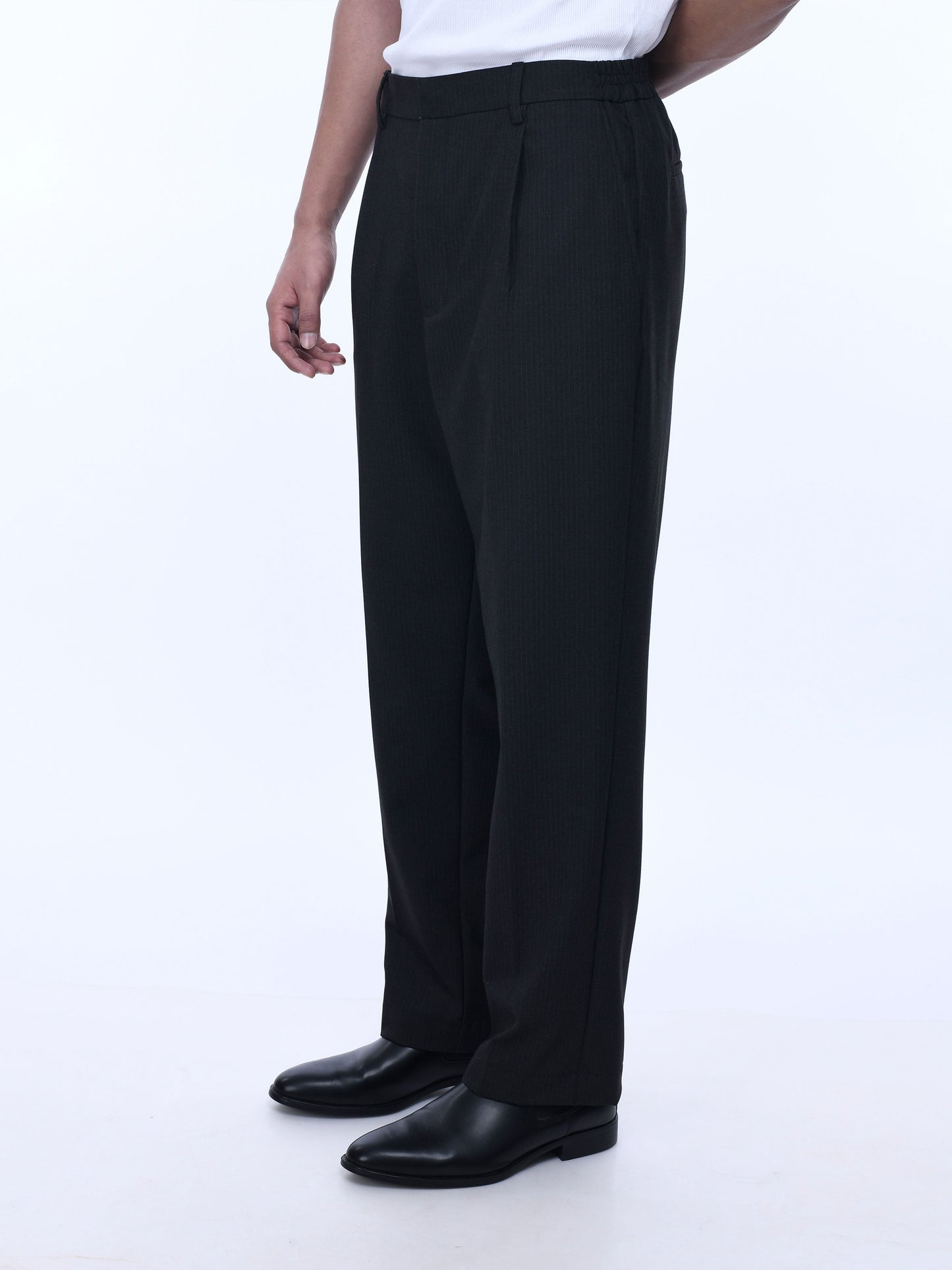 Soft Miracle Black Striped Relaxed Pants