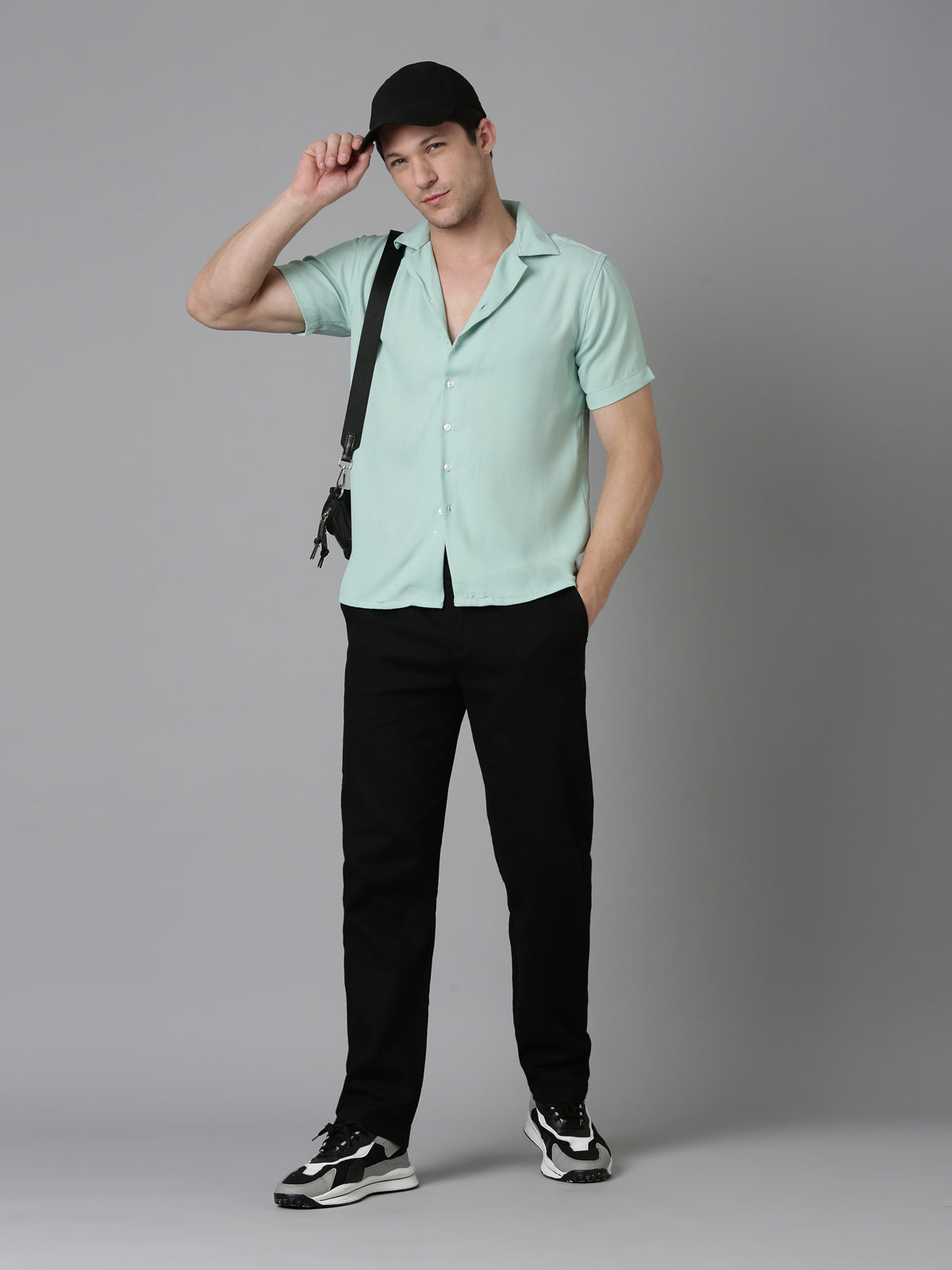 Men Hippie Oversized Shirt-Mint