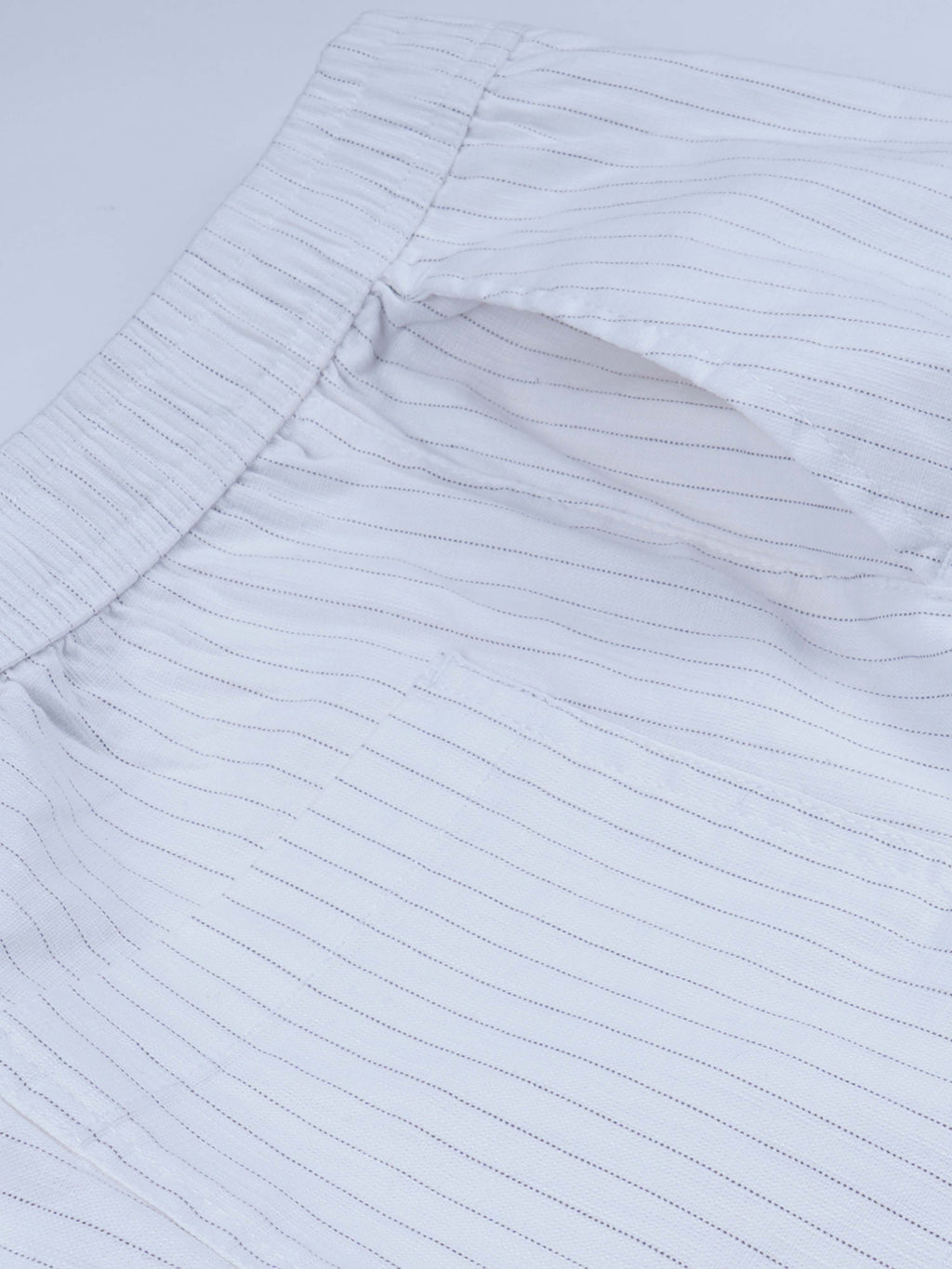 Relaxed Striped White Cotton Pants
