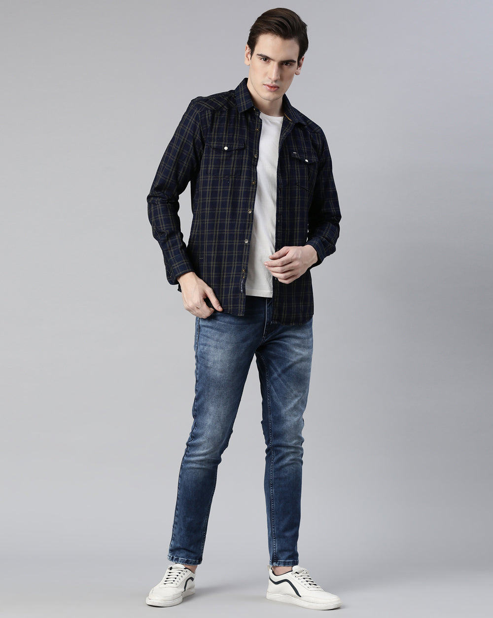 Swing Indigo Green Checkered Shirt