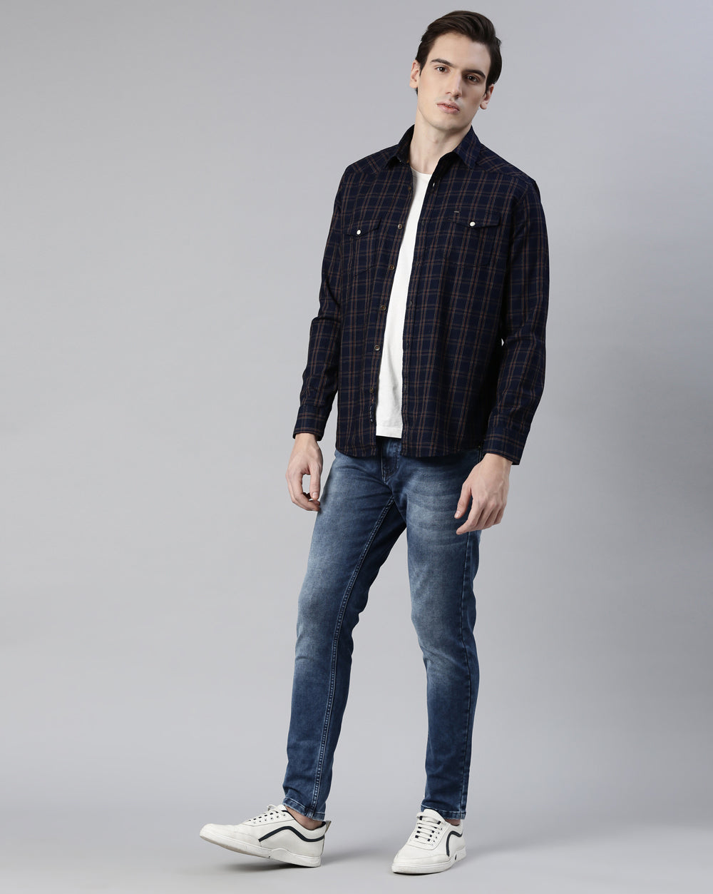 Swing Indigo Khaki Checkered Shirt