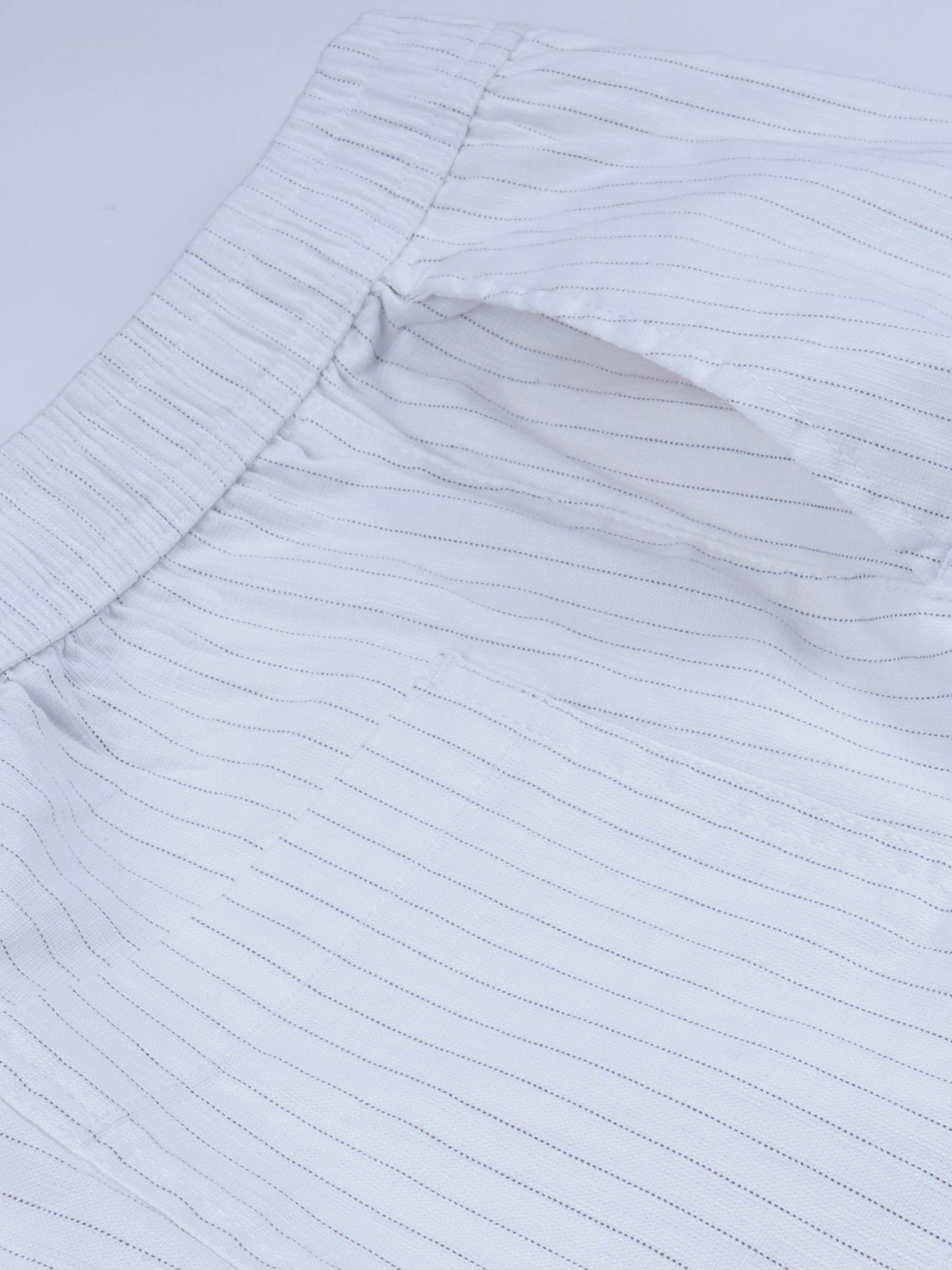 Relaxed Striped White Cotton Pants