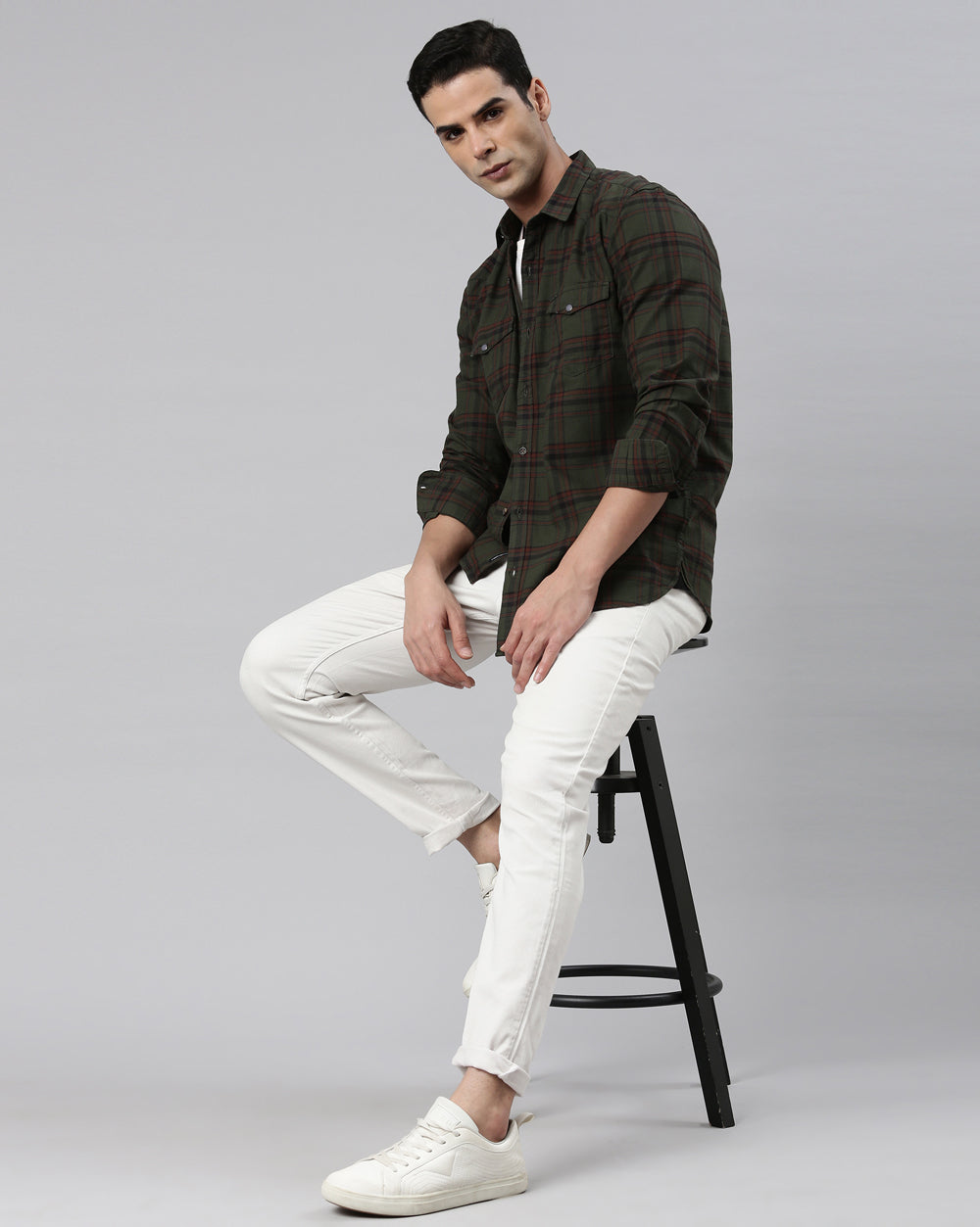 Swing Olive Plaid Shirt