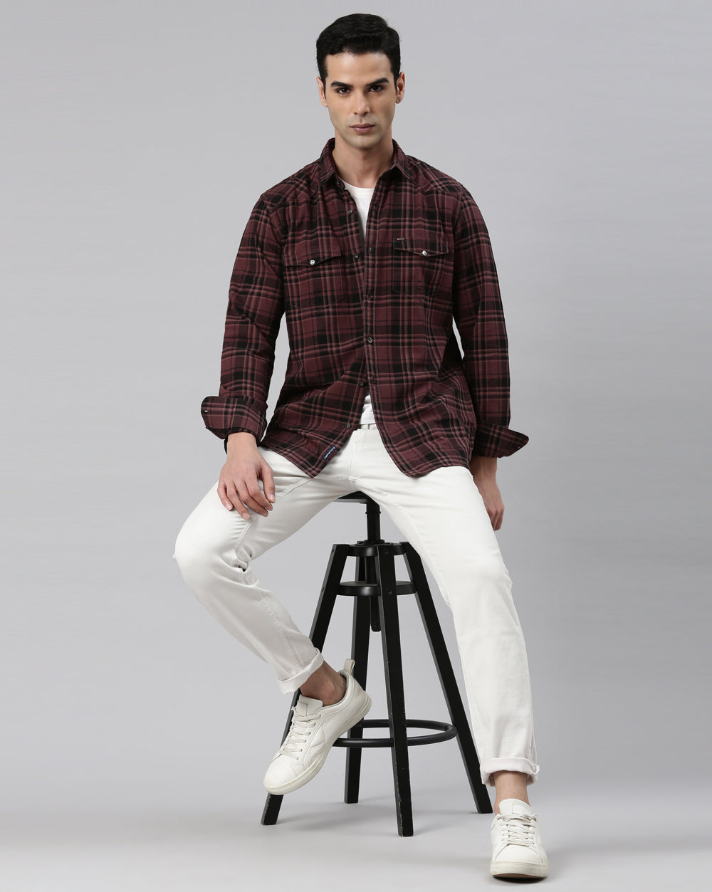 Swing Wineberry Checkered Shirt