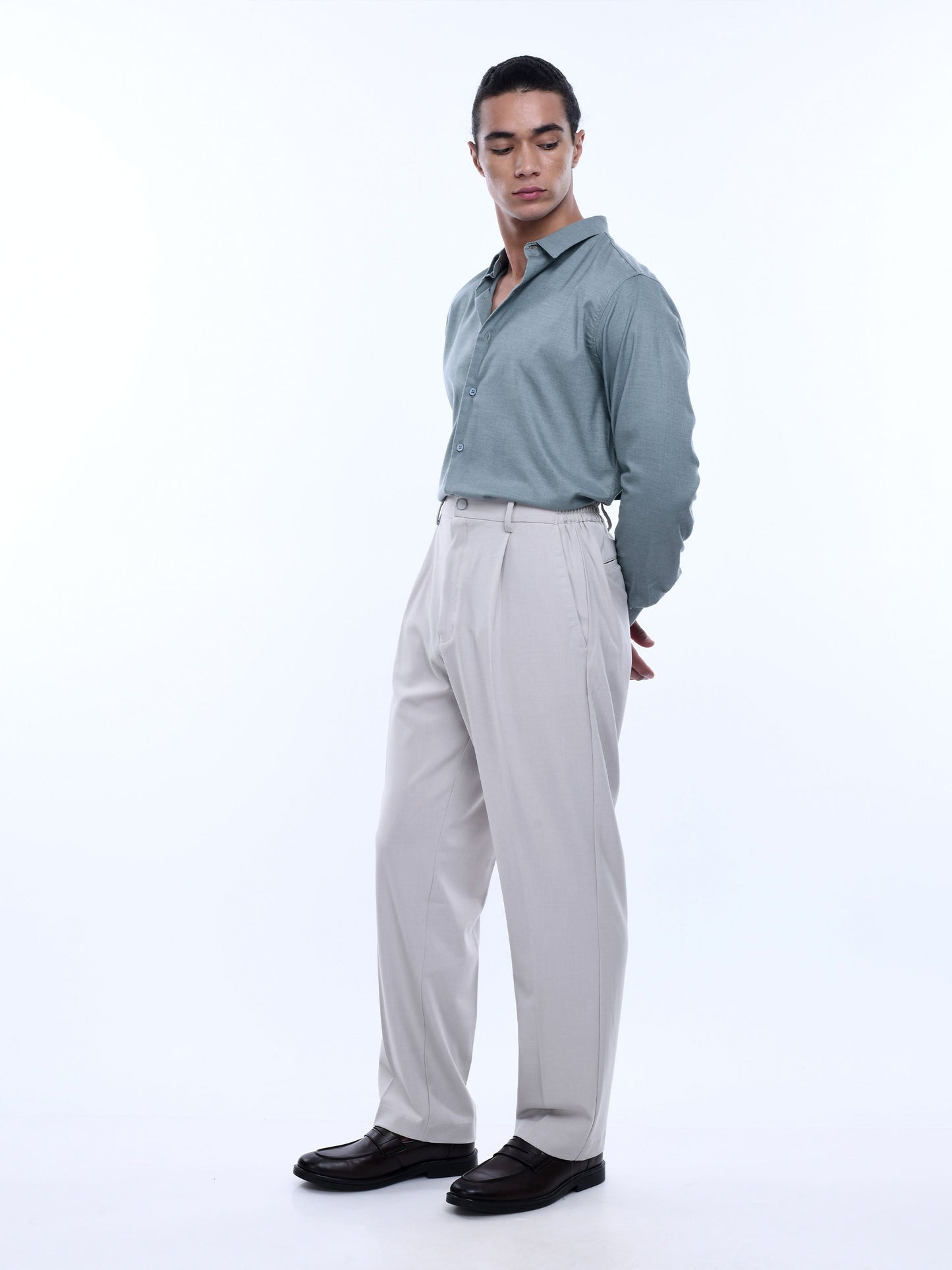 Soft Handle Relaxed Cream Trousers