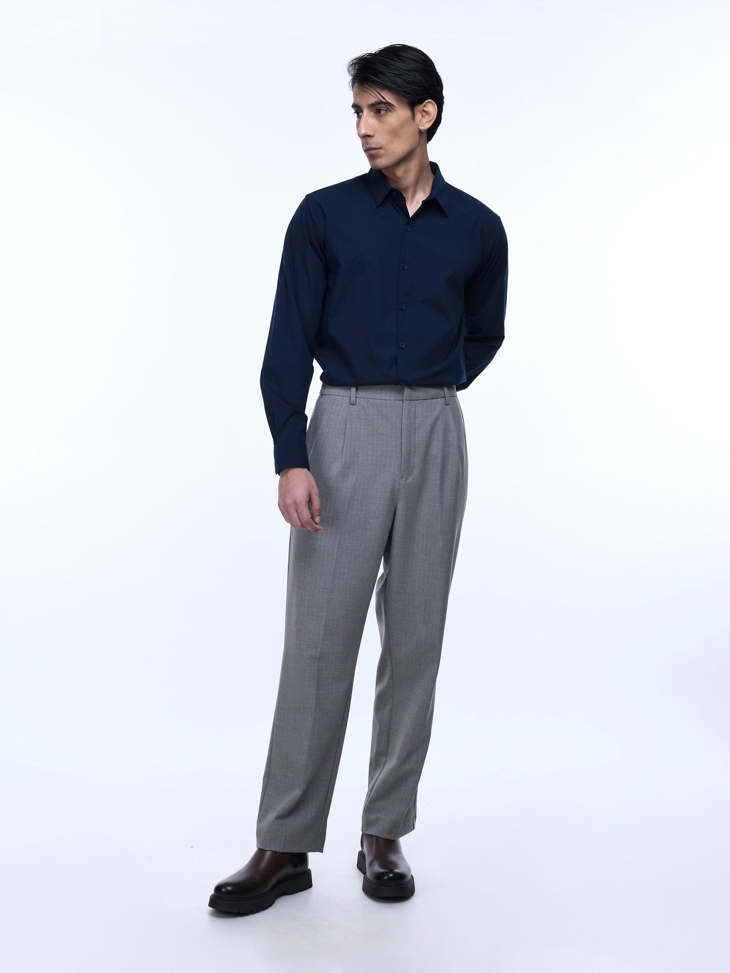 Soft Miracle Dark Grey Striped Relaxed Pants