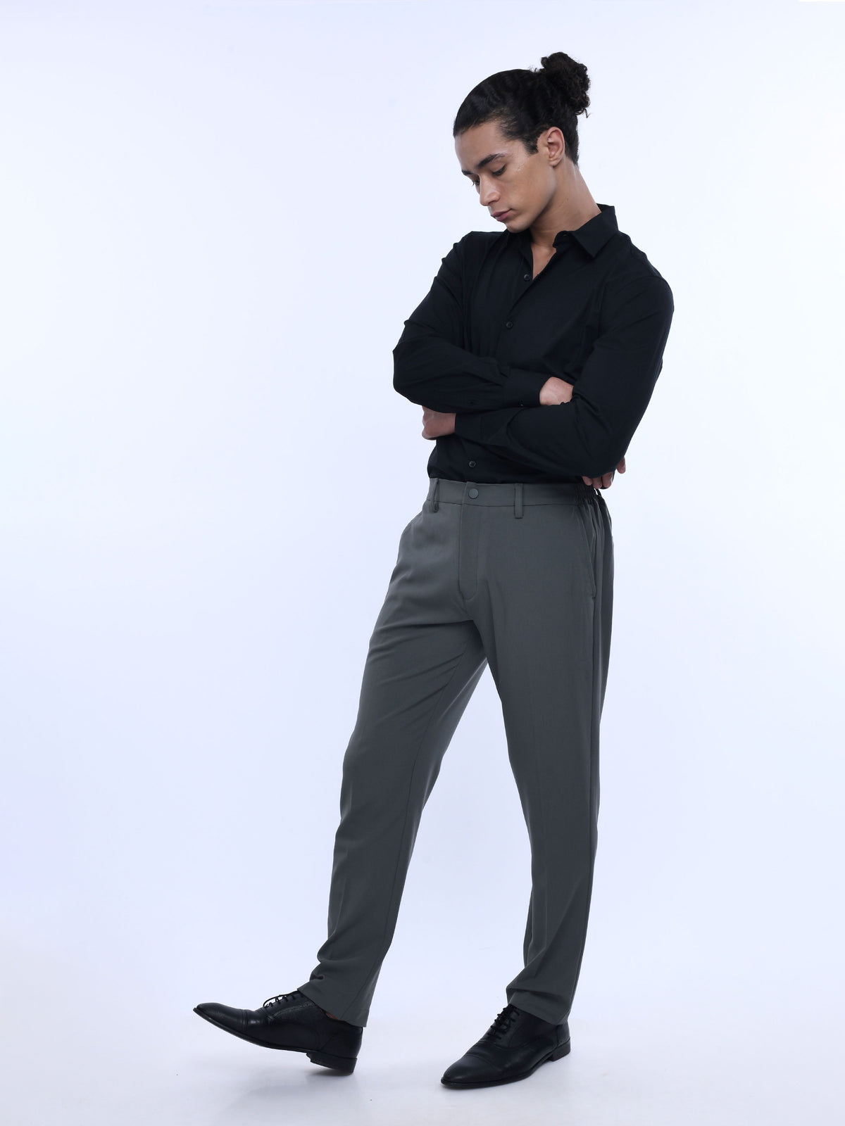 Soft Handle Tailored Dark Grey Trousers