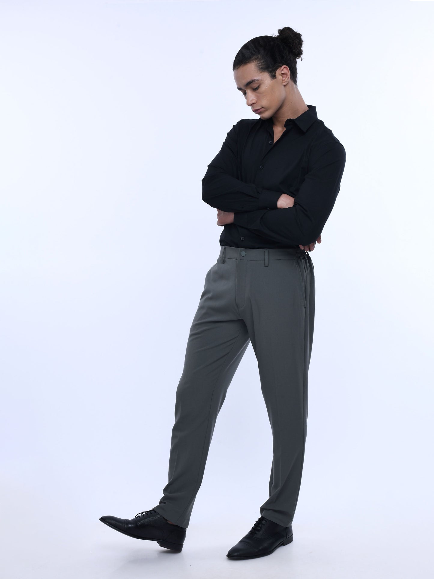 Soft Handle Tailored Dark Grey Trousers