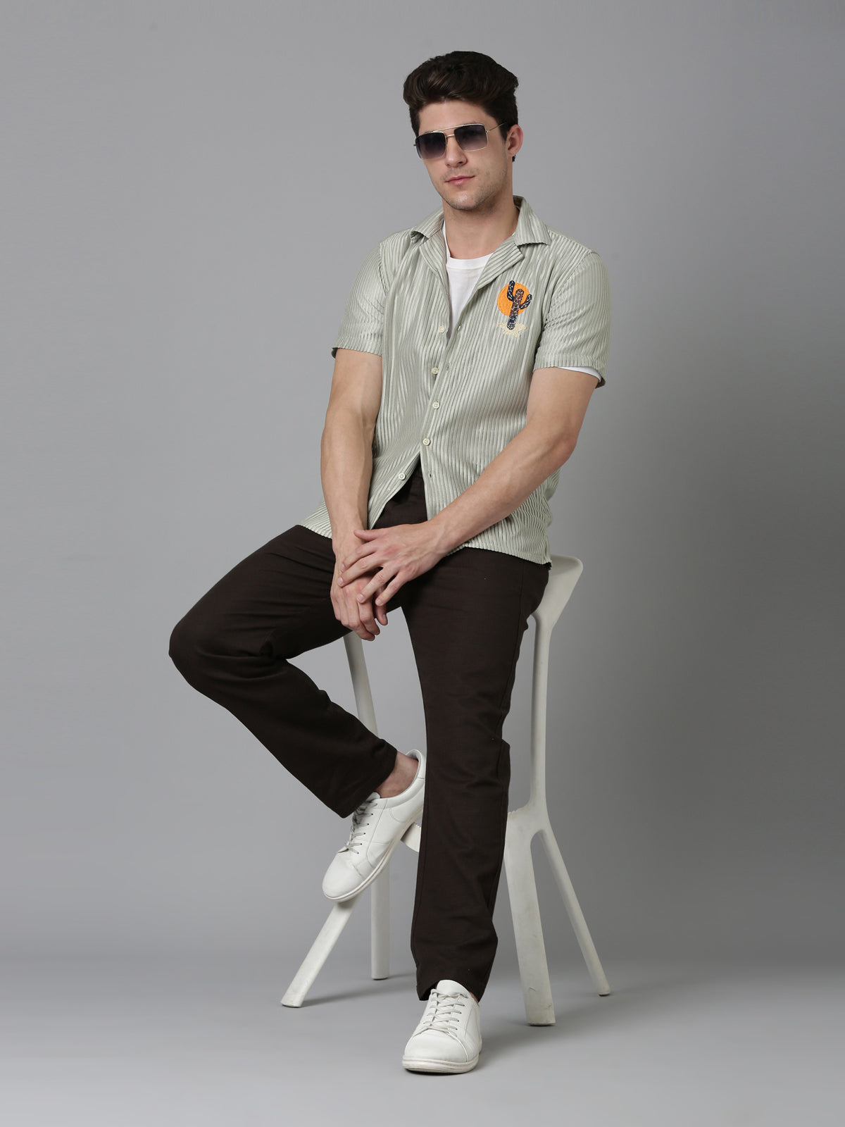 Men E Stripes Shirt - Fern
