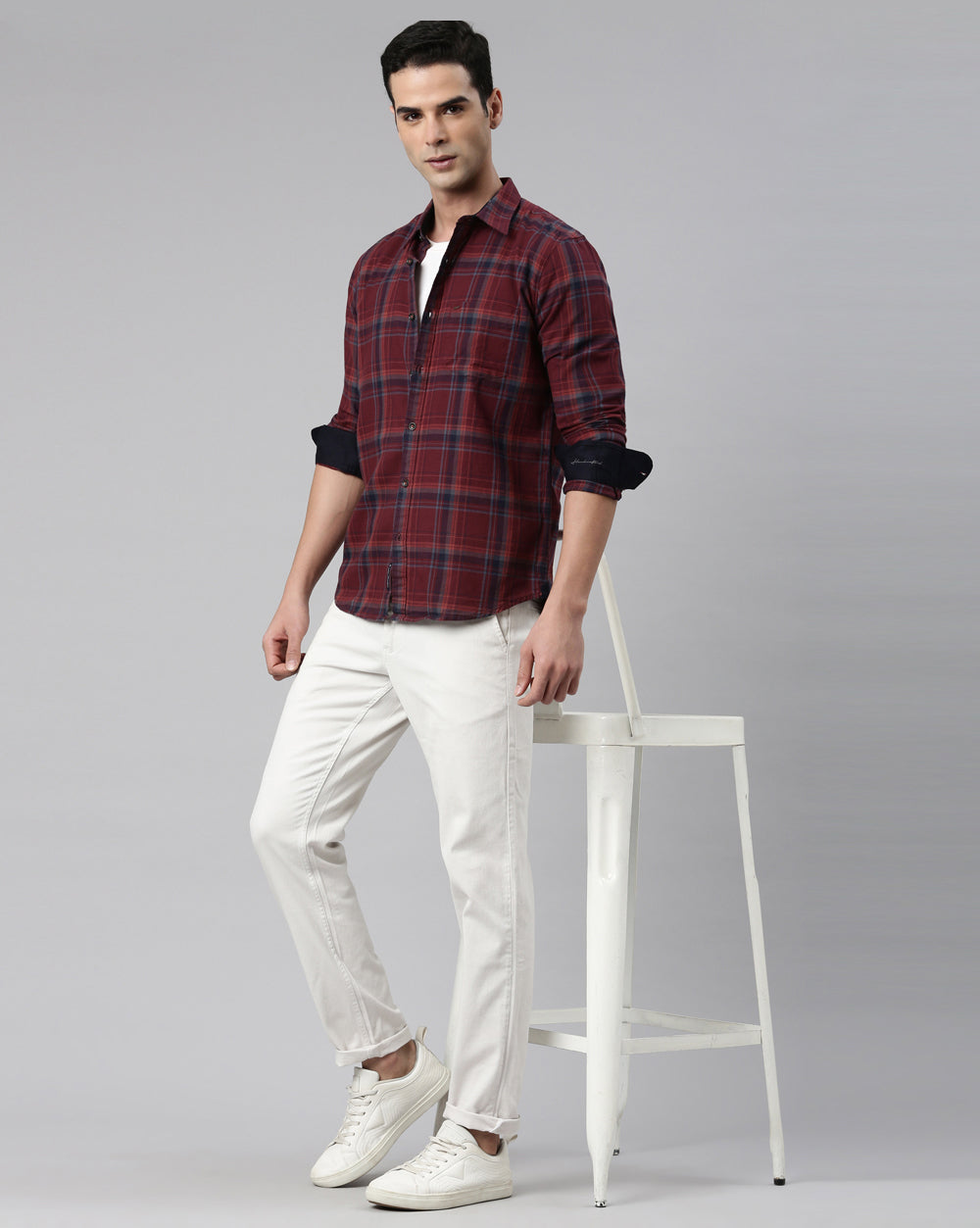 Sway Maroon Checkered Shirt
