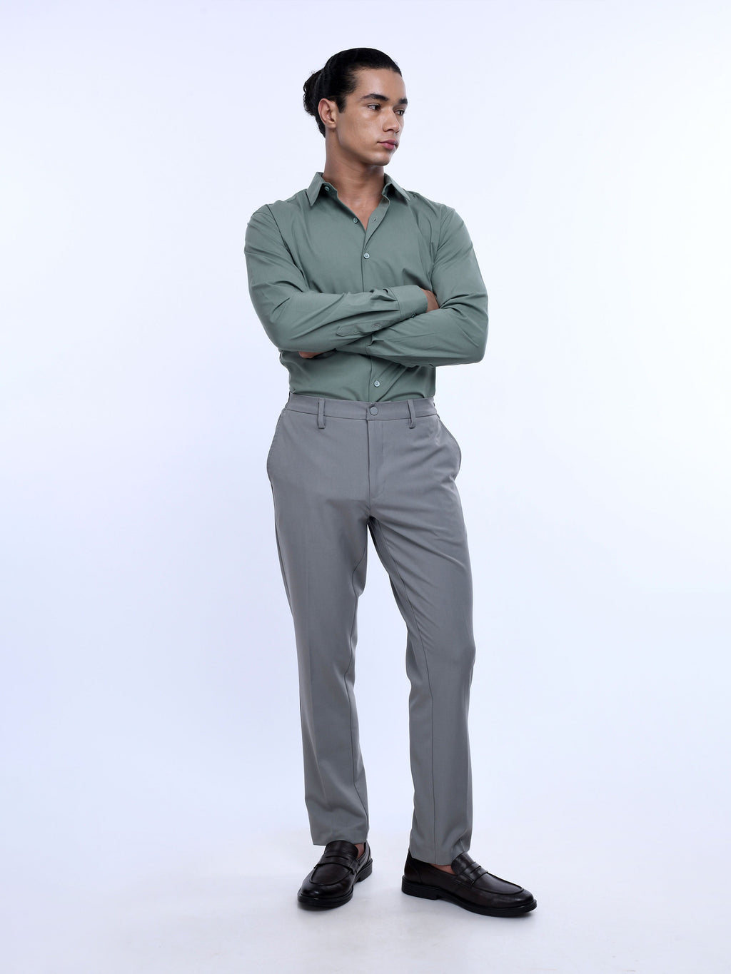 Soft Handle Tailored Light Grey Trousers