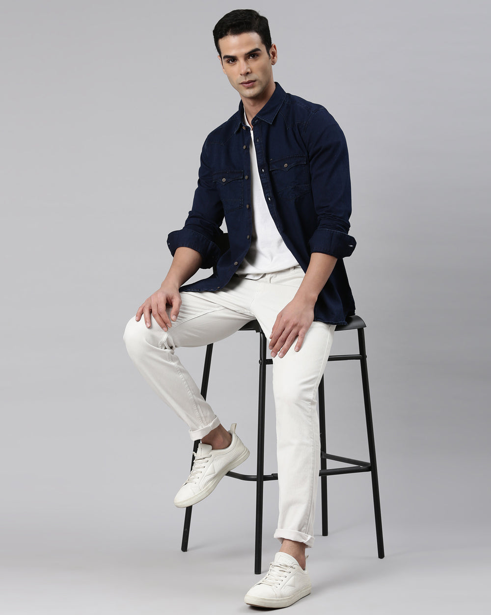 Indigo Solid Denim Shirt