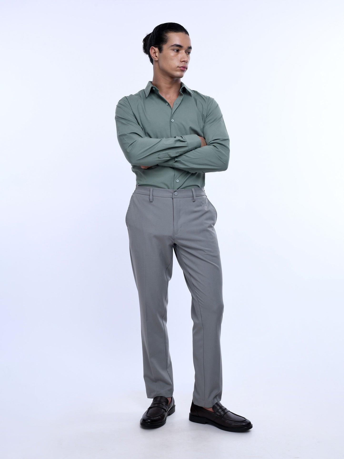 Soft Handle Tailored Light Grey Trousers