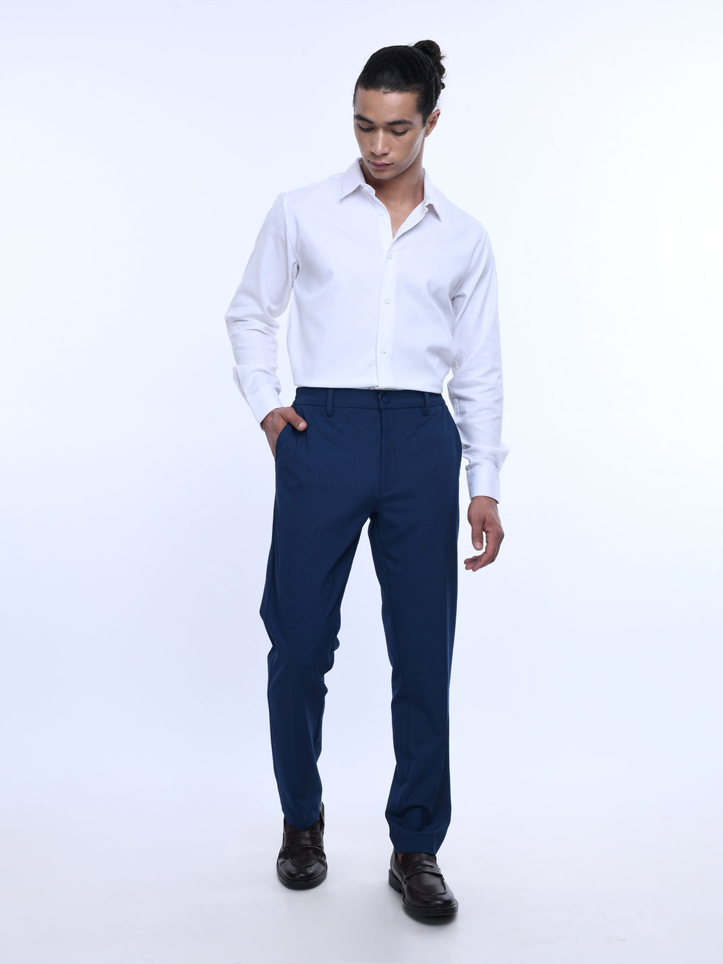 Soft Handle Tailored Blue Trousers