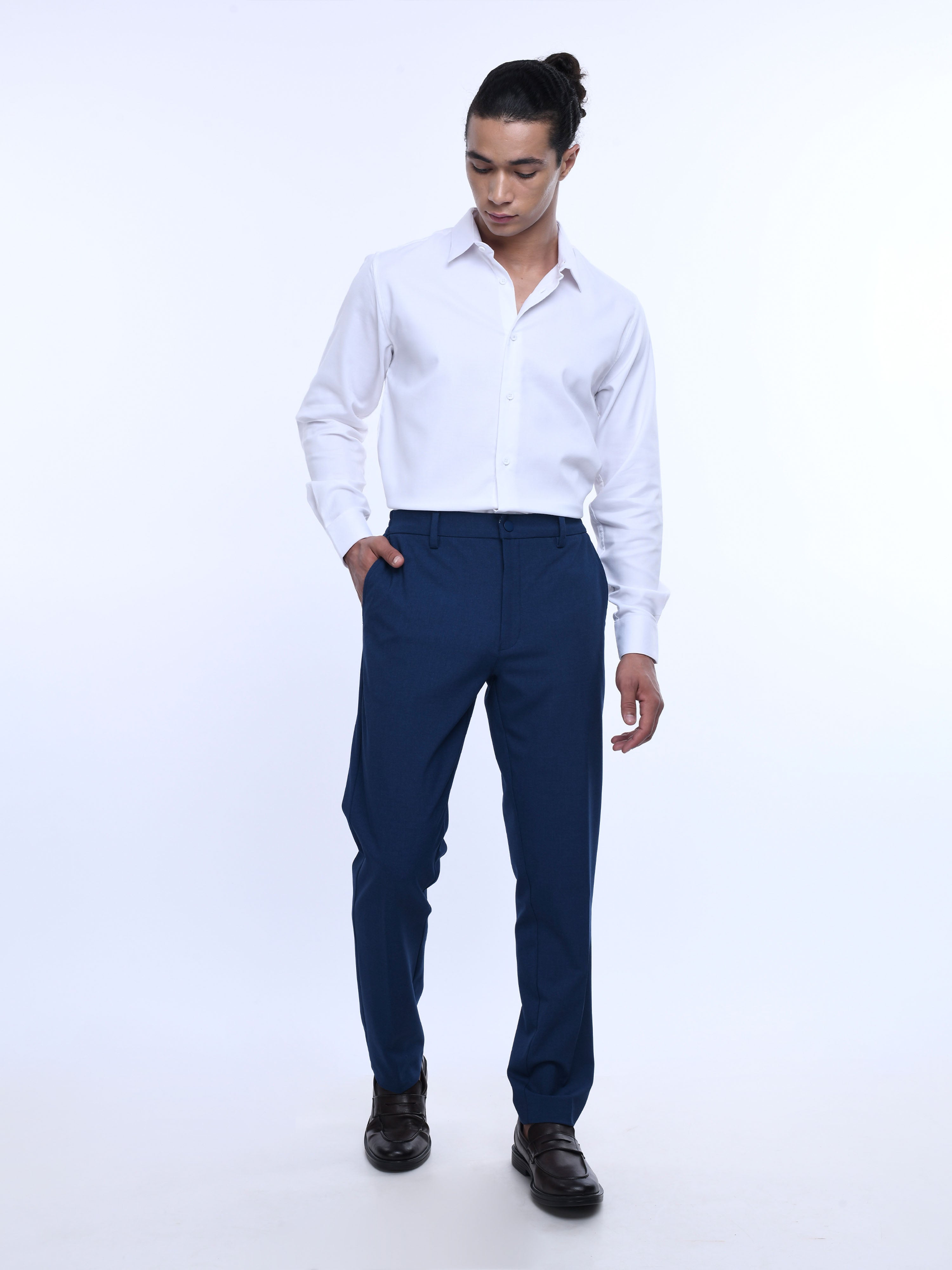 Soft Handle Tailored Blue Trousers