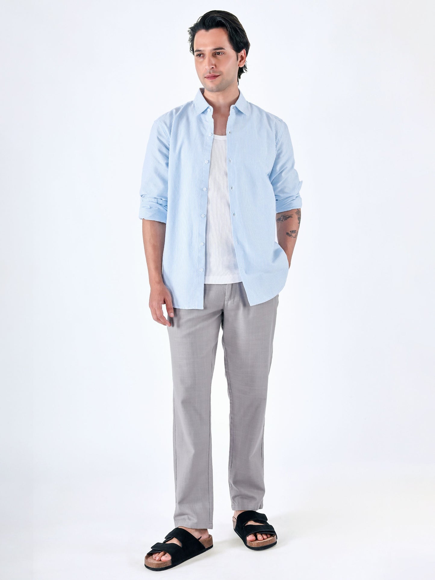Premium Knitted Tailored Trousers In Grey