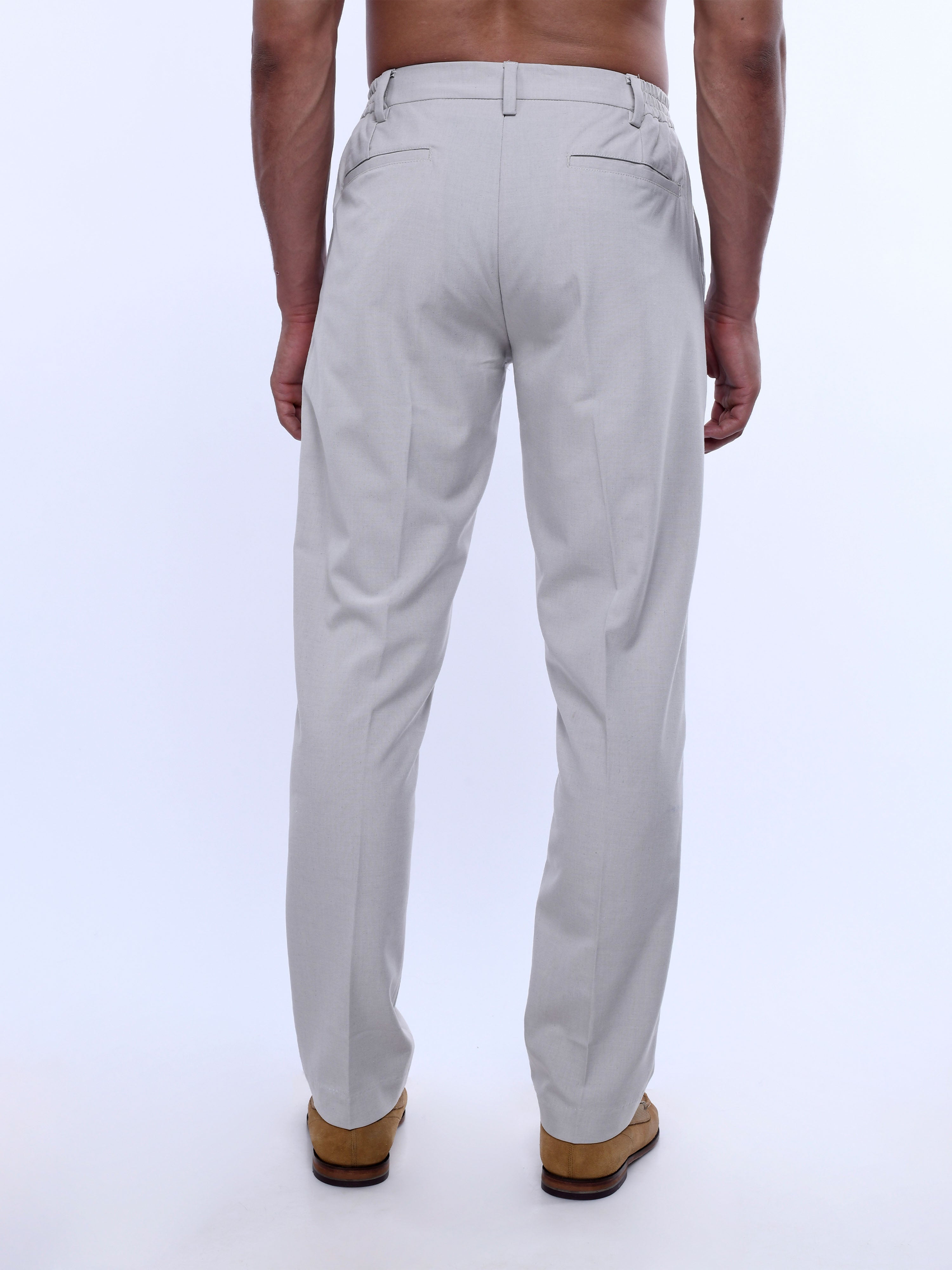 Soft Handle Tailored Cream Trousers