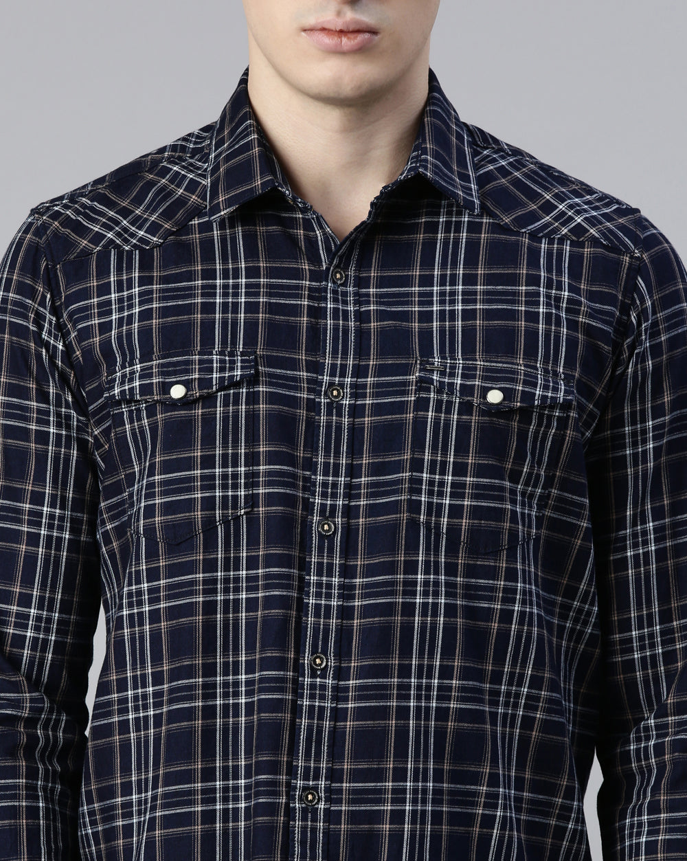 Swing Indigo Blue Checkered Shirt
