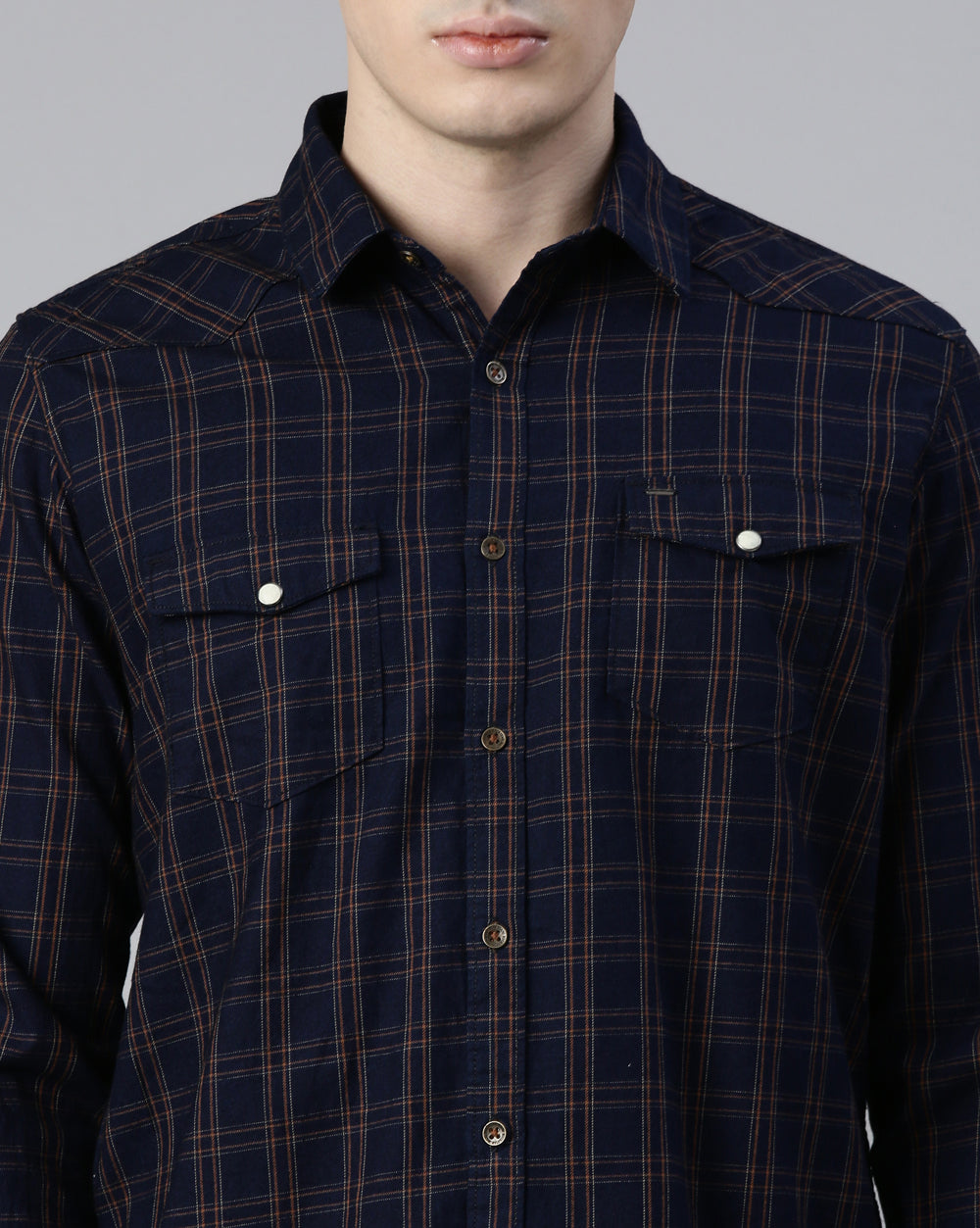 Swing Indigo Khaki Checkered Shirt