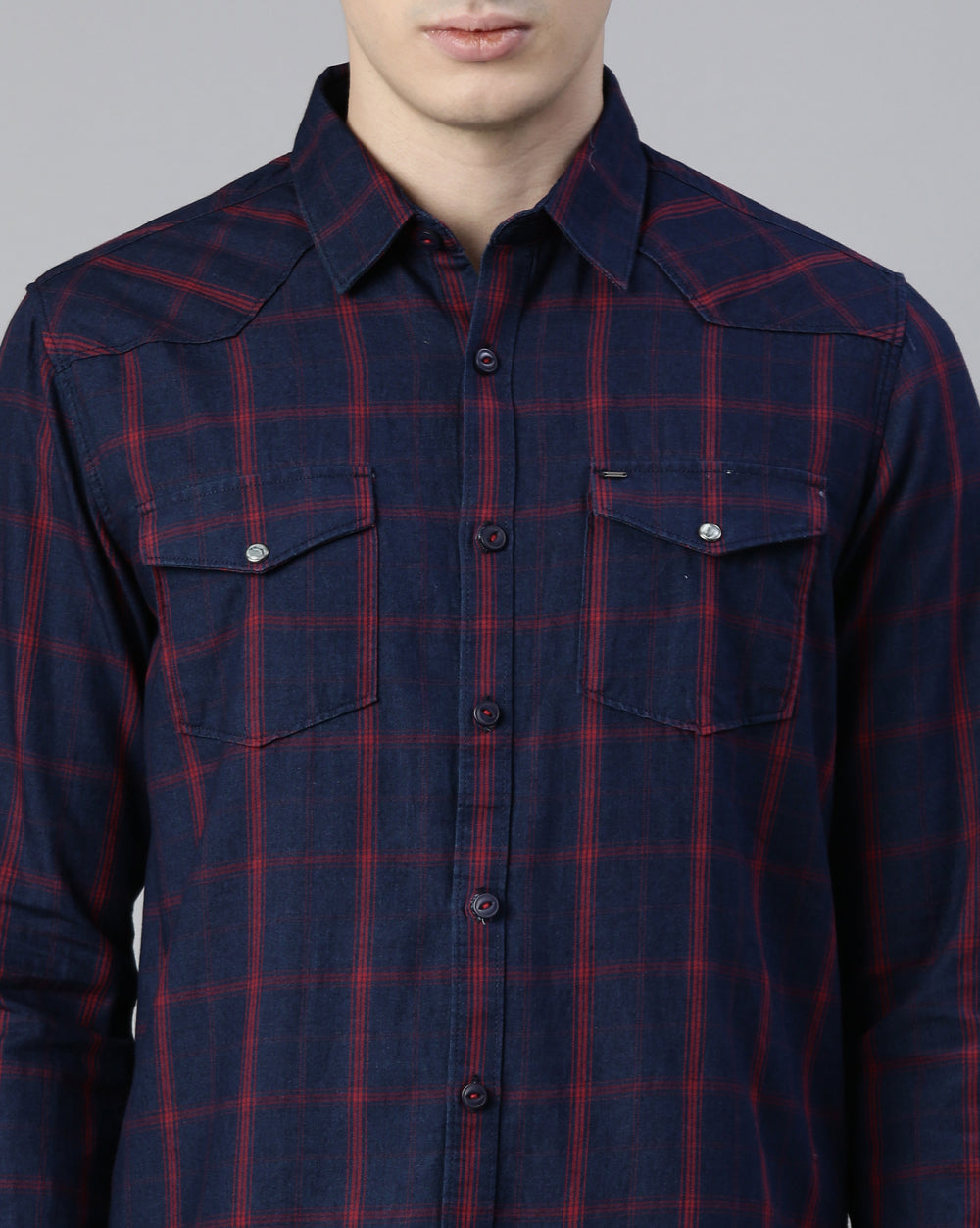 Swing Denim Blue Checkered Shirt